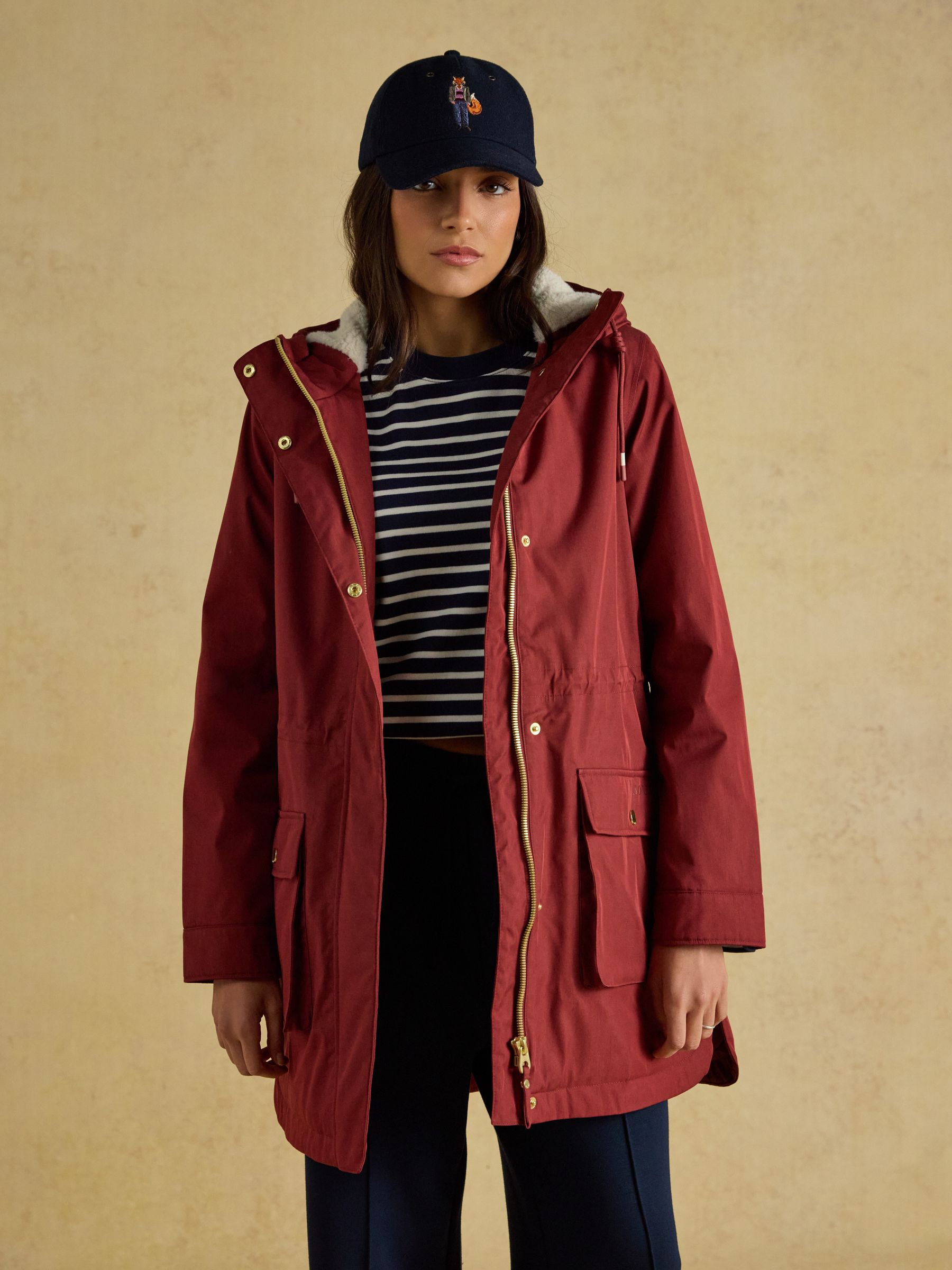 Evercosy Rust Brown Borg Lined Waterproof Raincoat With Hood - Image 7 of 12