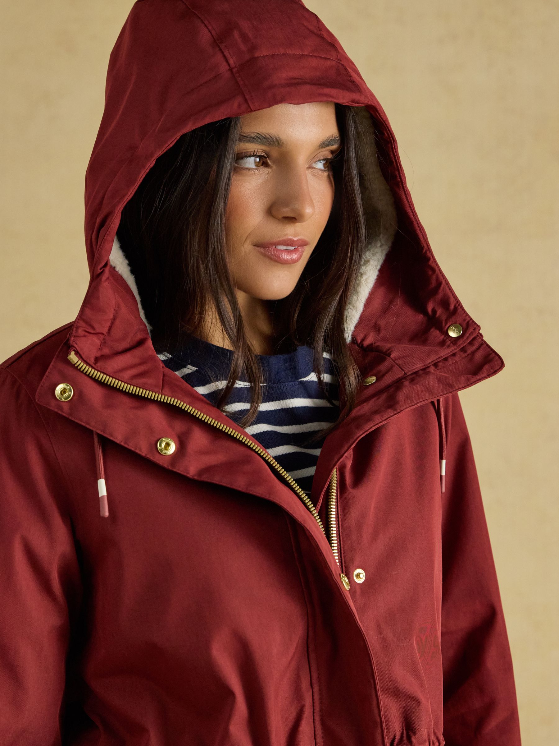 Evercosy Rust Brown Borg Lined Waterproof Raincoat With Hood - Image 8 of 12