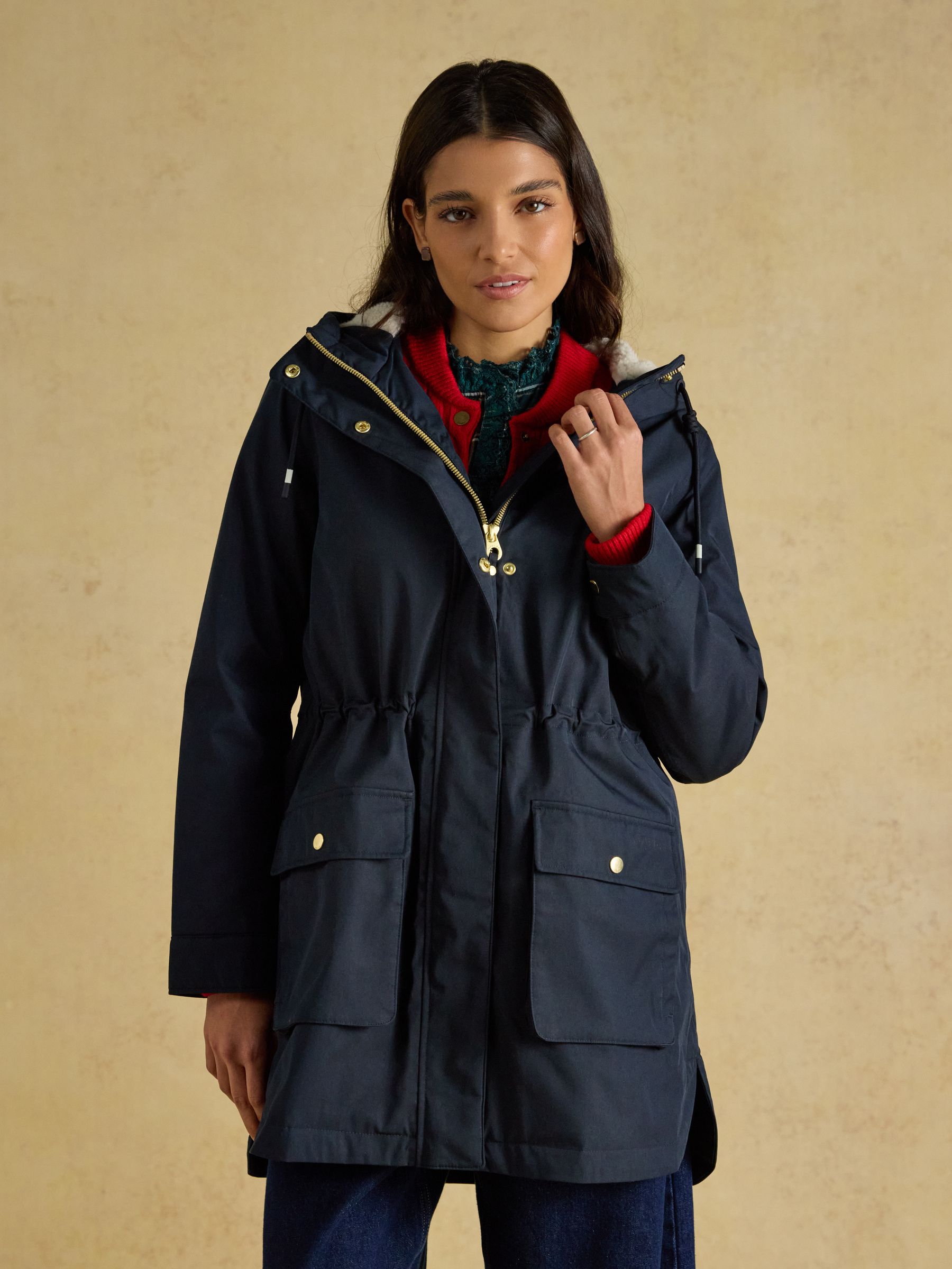 Evercosy Navy Borg Lined Waterproof Raincoat With Hood - Image 1 of 12 Evercosy Navy Borg Lined Waterproof Raincoat With Hood - Image 1 of 12