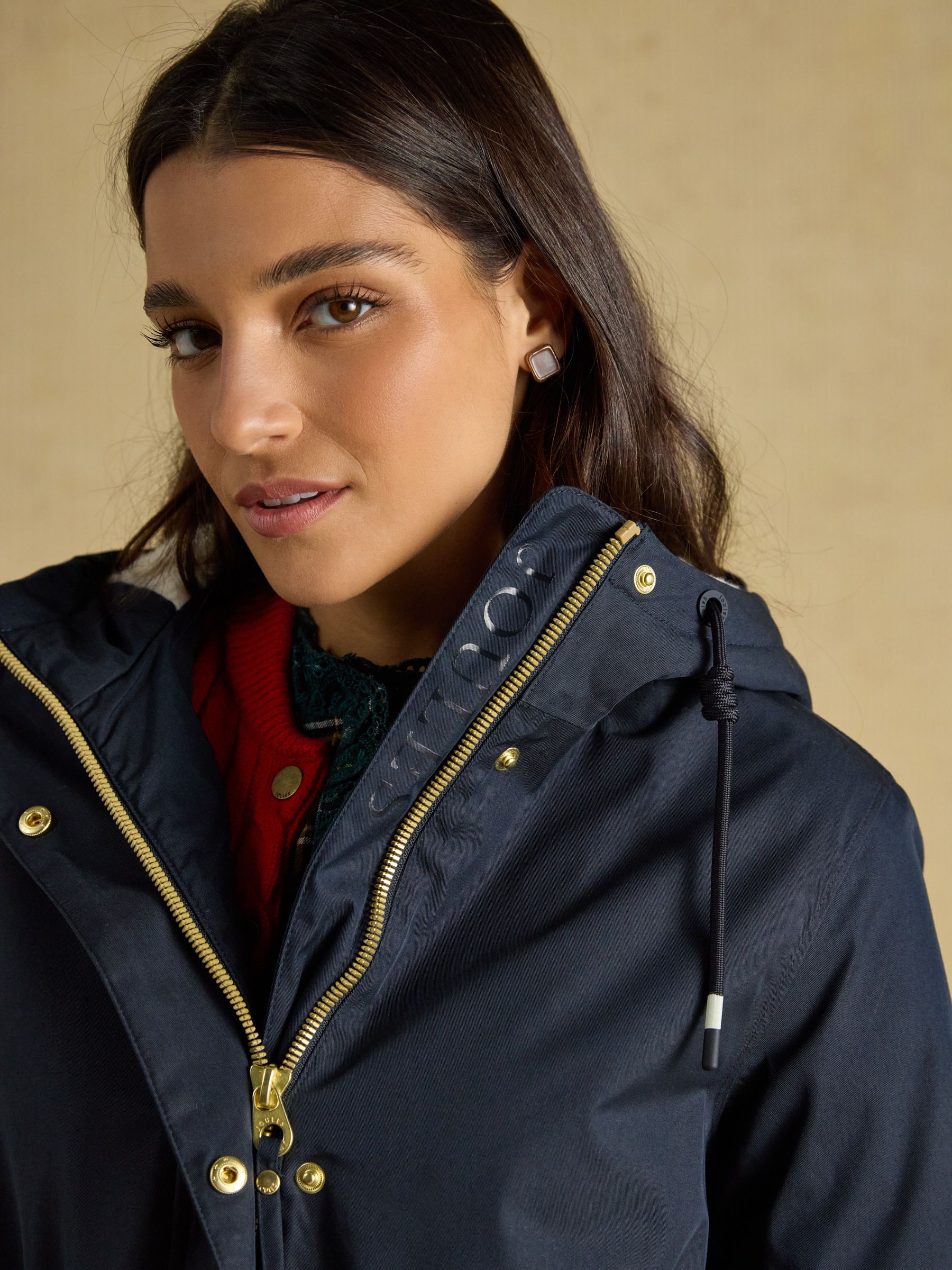 Evercosy Navy Borg Lined Waterproof Raincoat With Hood - Image 4 of 12