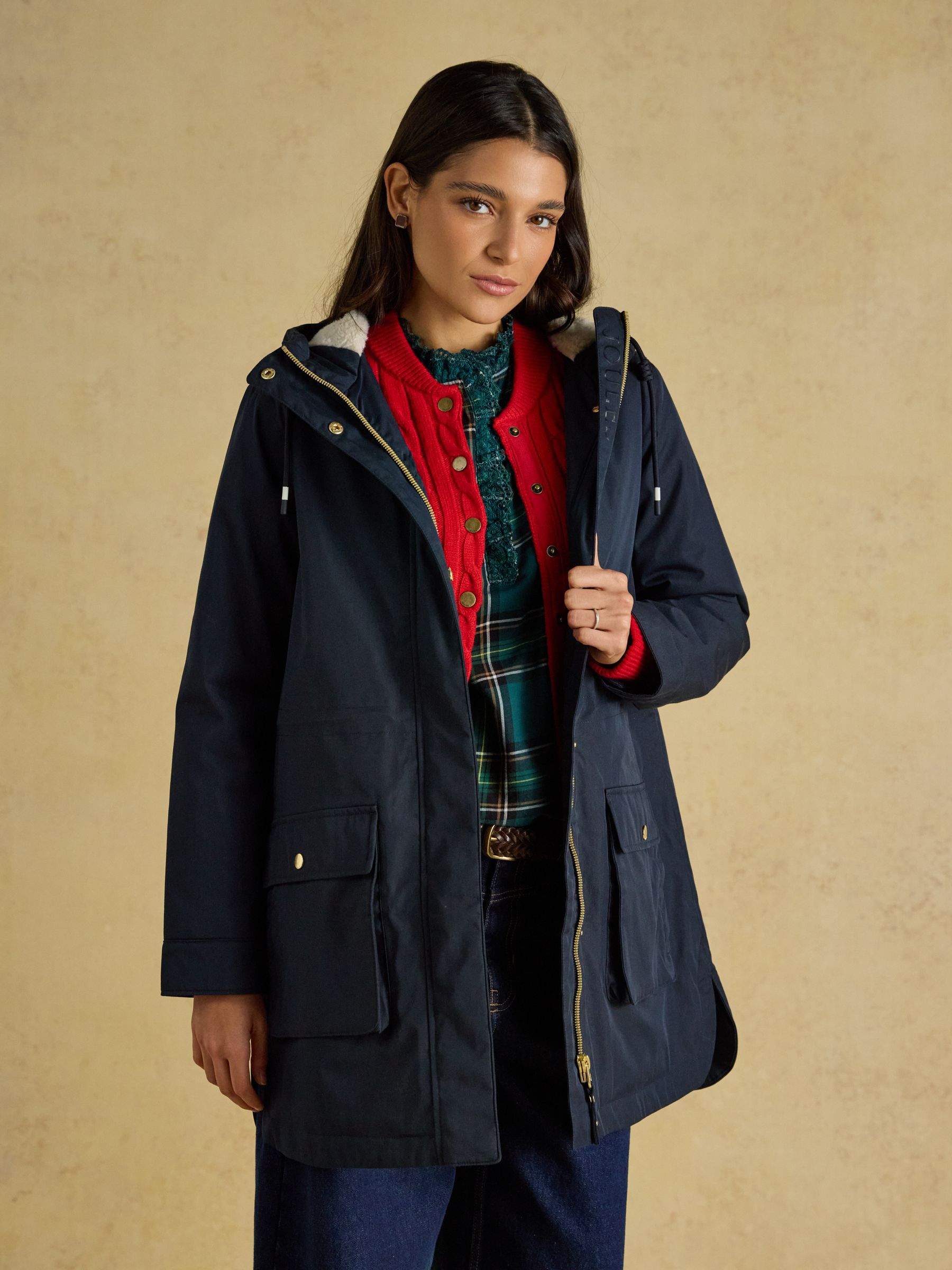 Evercosy Navy Borg Lined Waterproof Raincoat With Hood - Image 5 of 12