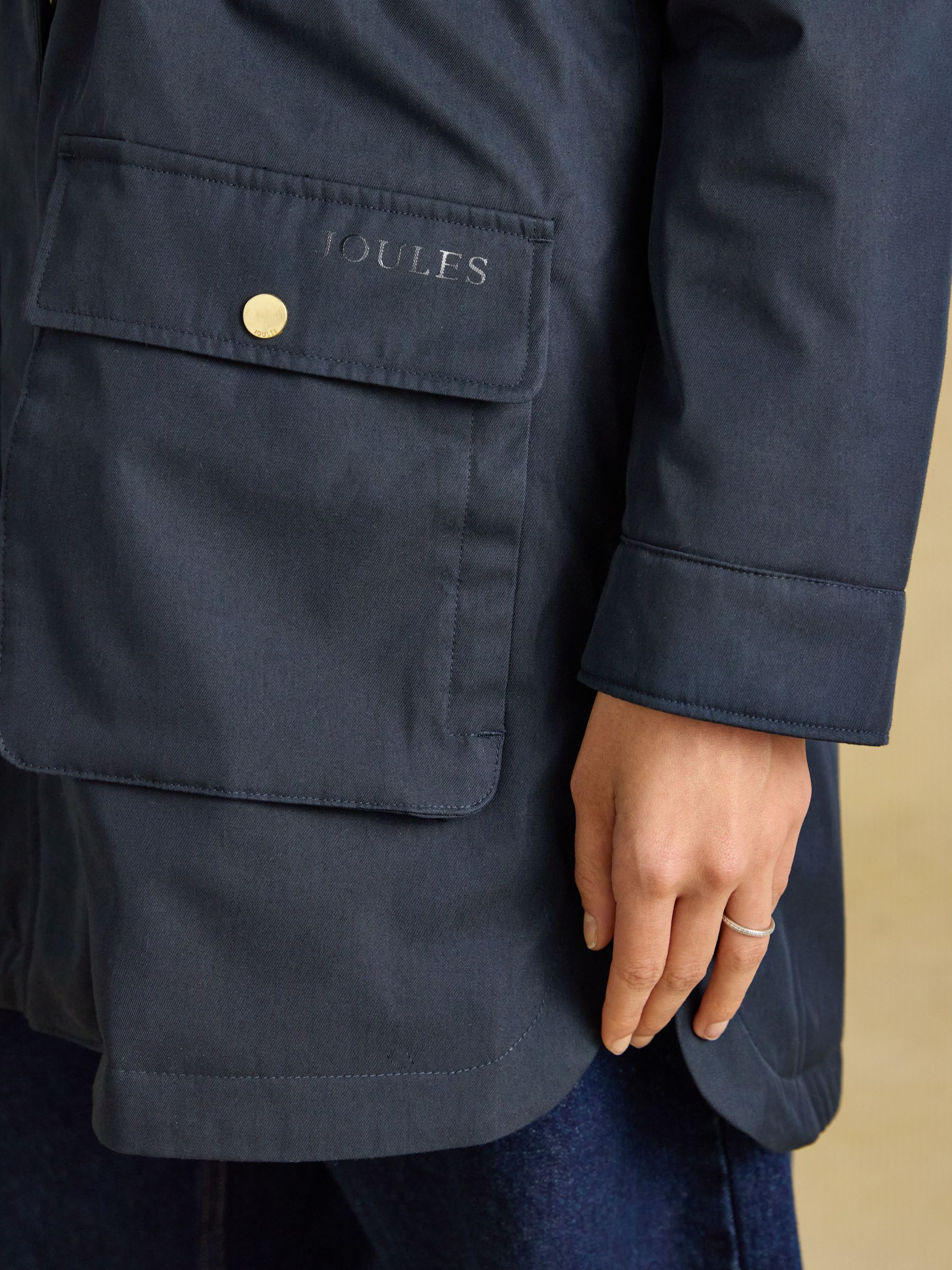 Evercosy Navy Borg Lined Waterproof Raincoat With Hood - Image 7 of 12