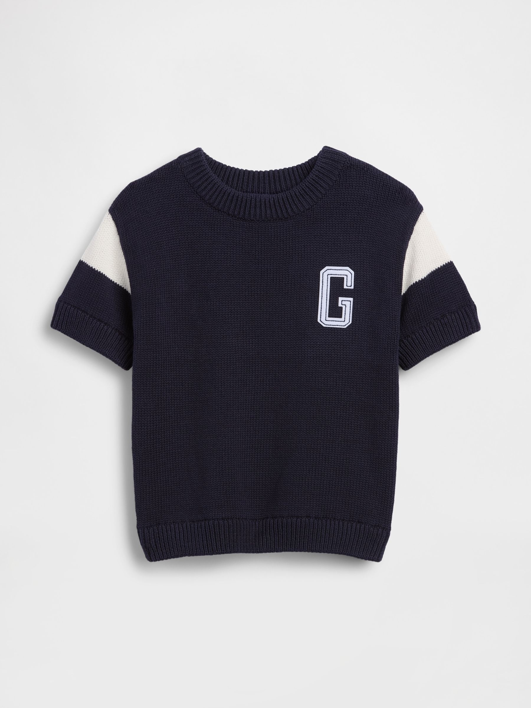 Navy Varsity Logo Knitted Short Sleeve Shirt - Image 1 of 2
