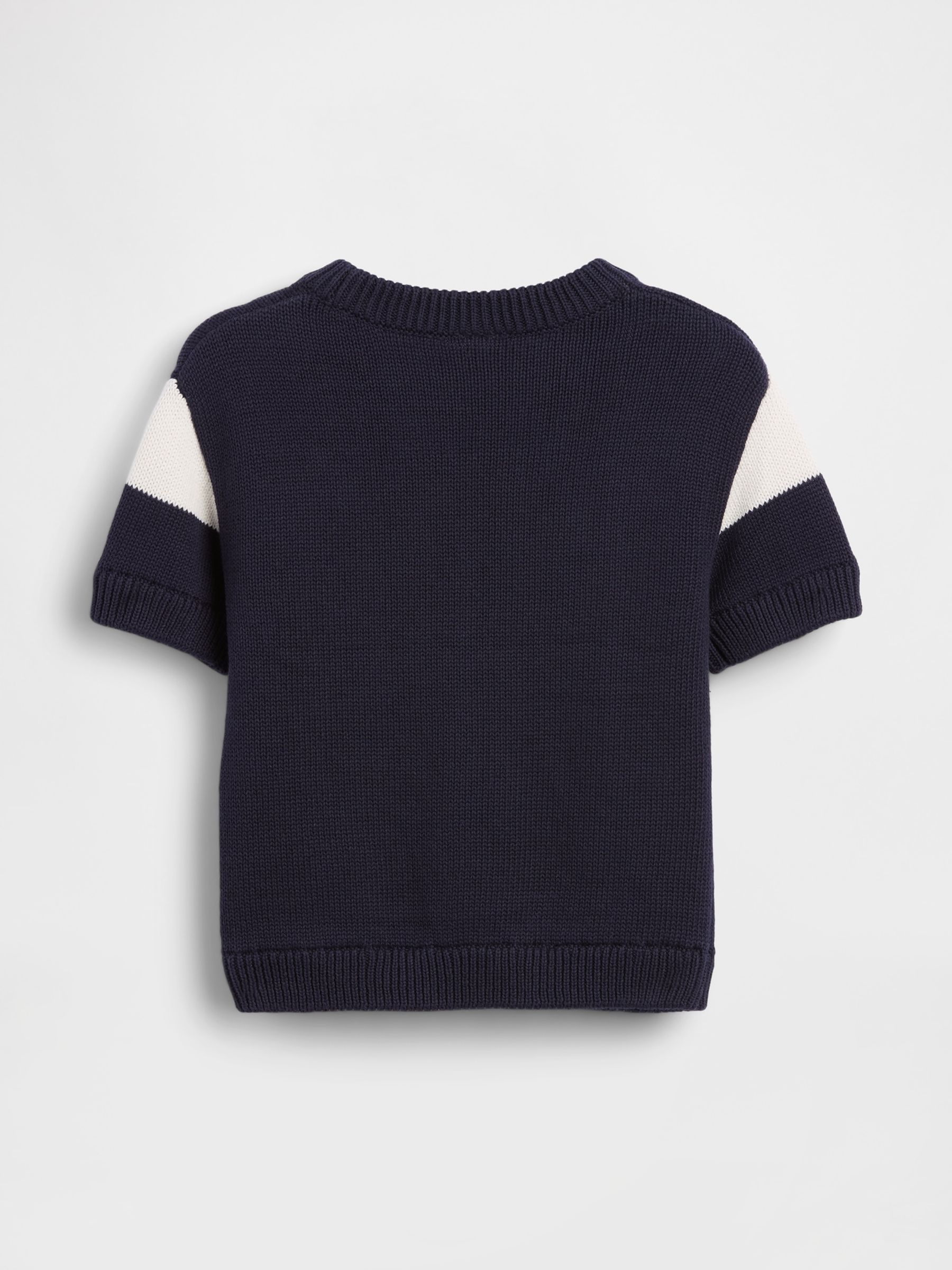 Navy Varsity Logo Knitted Short Sleeve Shirt - Image 2 of 2