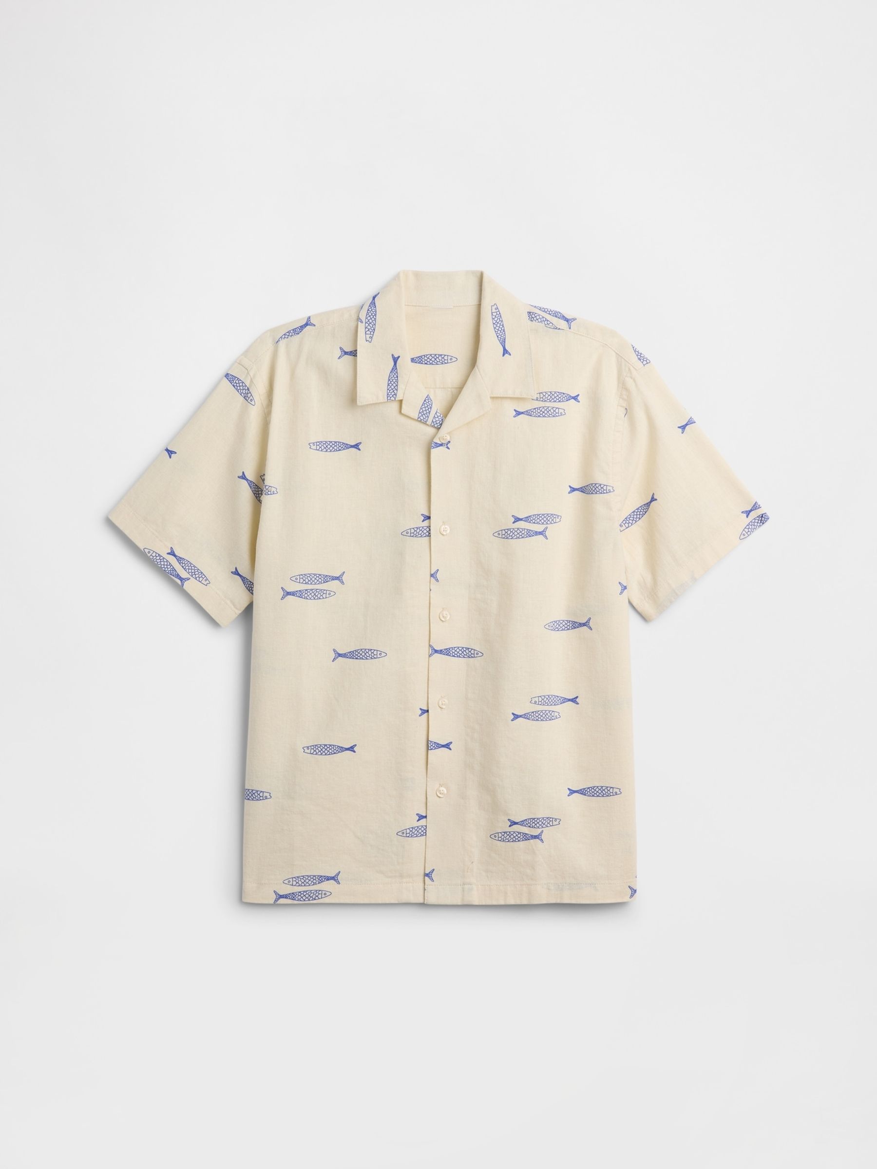 Cream Textured Holiday Shirt - Image 1 of 3 Cream Textured Holiday Shirt - Image 1 of 3