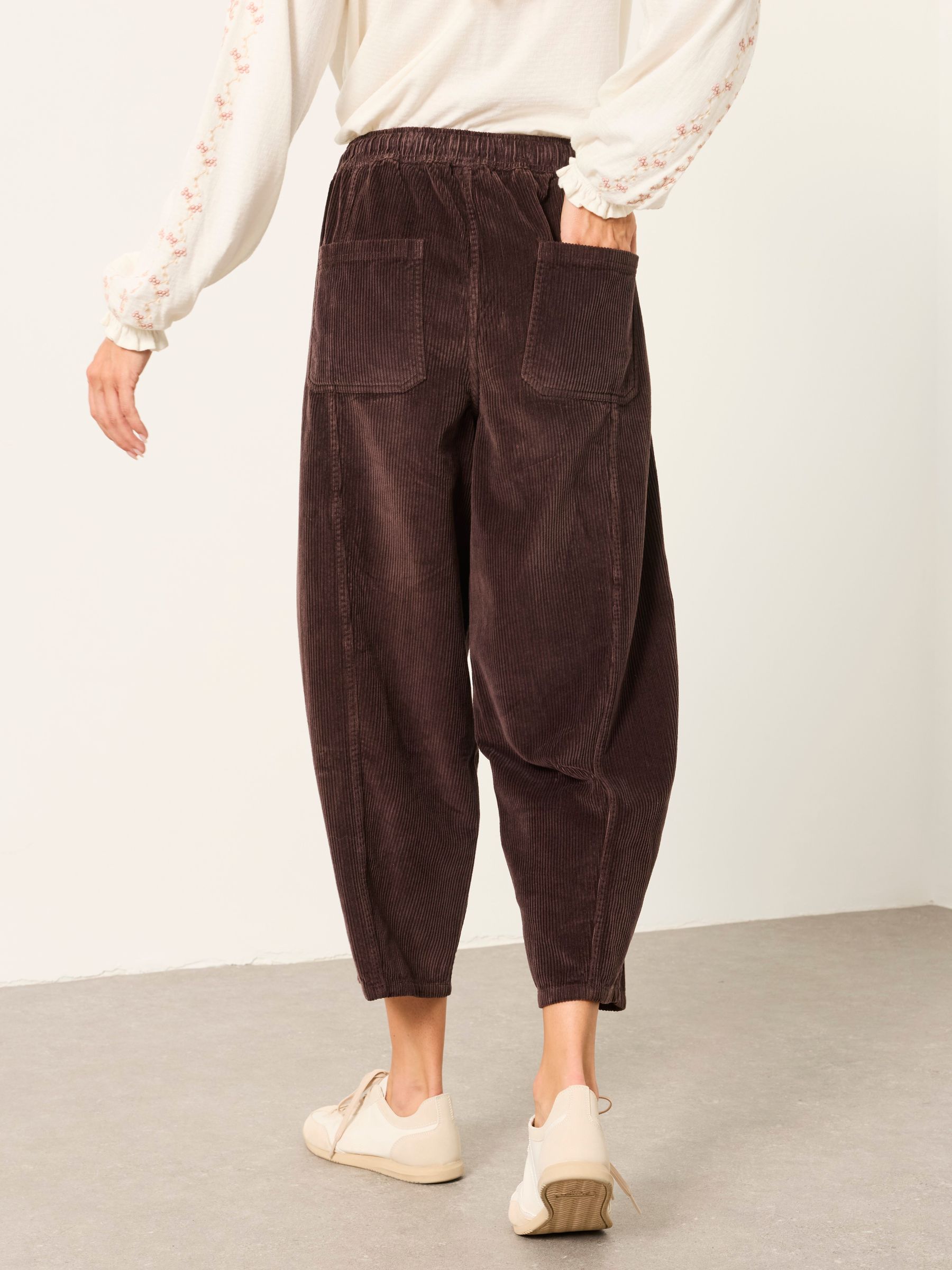 Alev Brown Barrel Cropped Cord Trousers - Image 2 of 6
