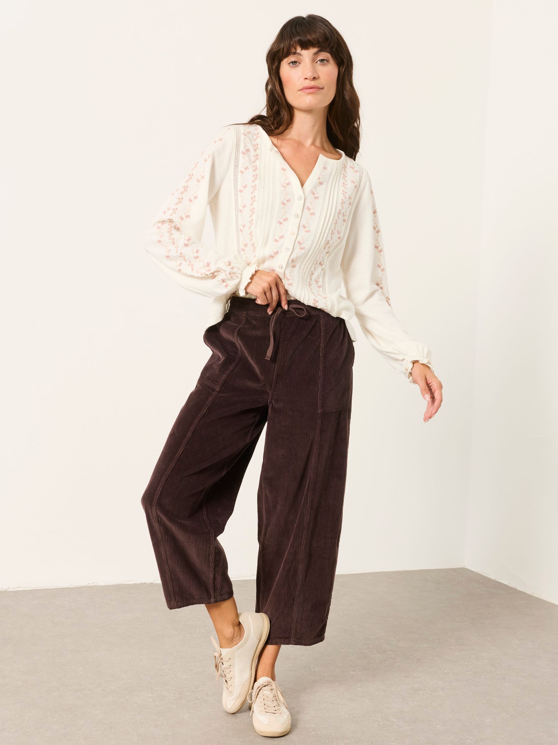 Alev Brown Barrel Cropped Cord Trousers - Image 4 of 6
