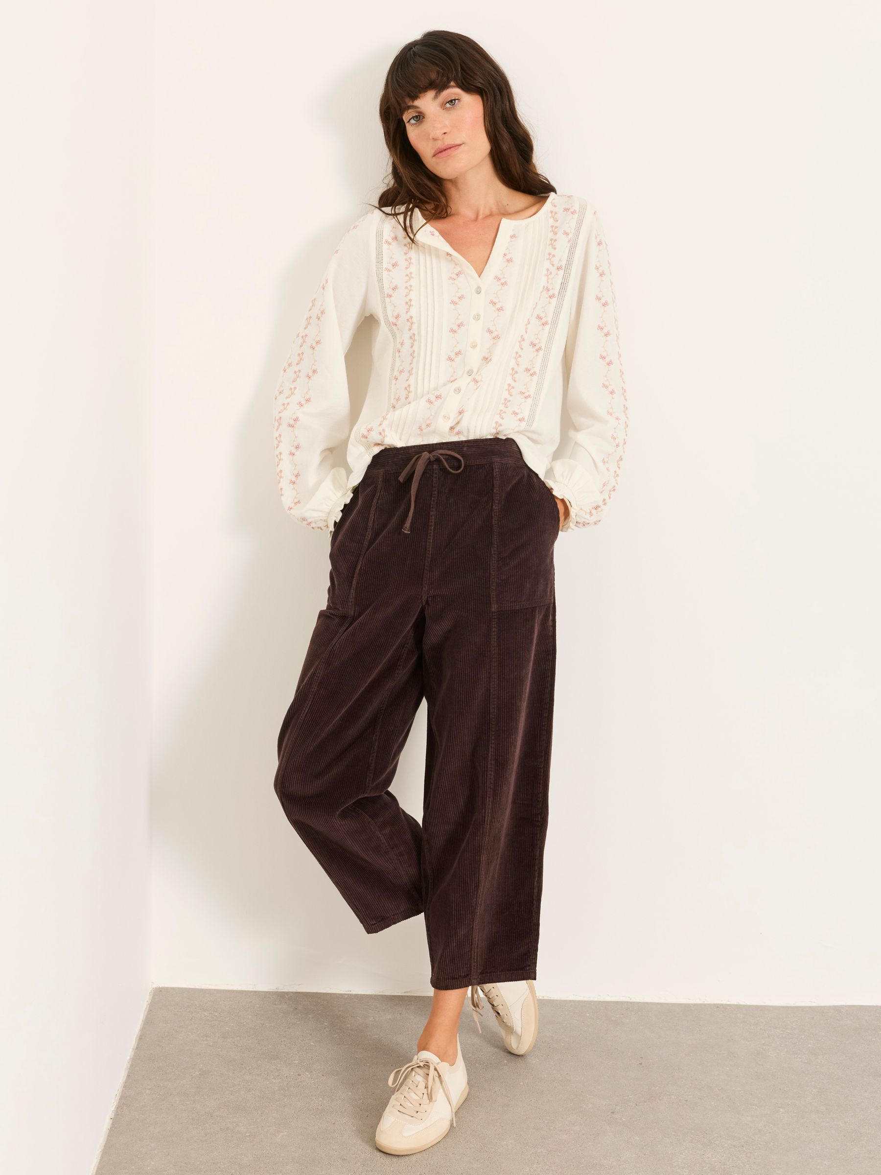 Alev Brown Barrel Cropped Cord Trousers - Image 5 of 6
