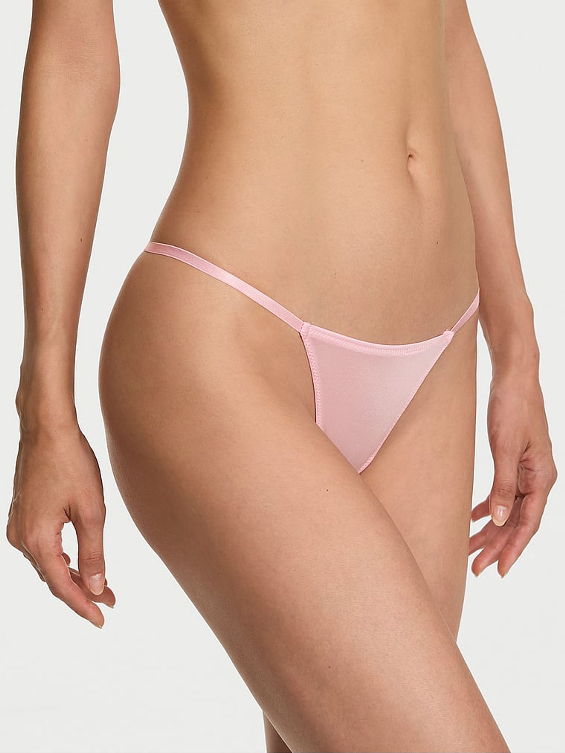 Pretty Blossom Pink G-String Shine Monogram Logo Knickers - Image 1 of 3