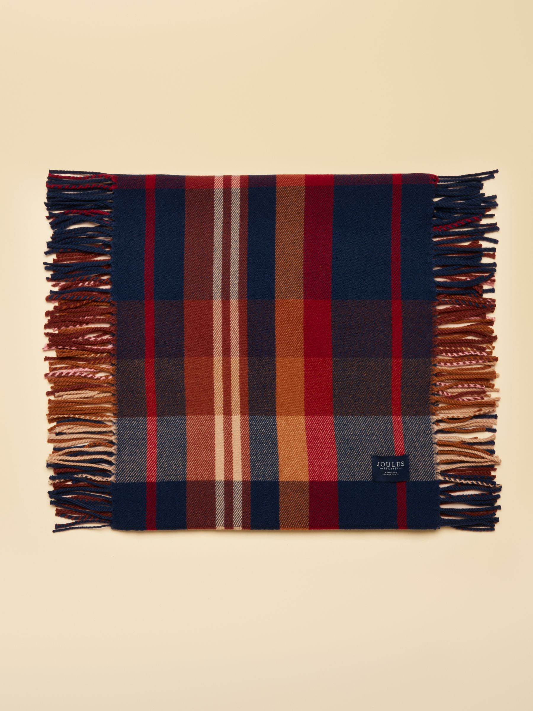 Fringe Langtree Navy & Brown Check Scarf - Image 2 of 4