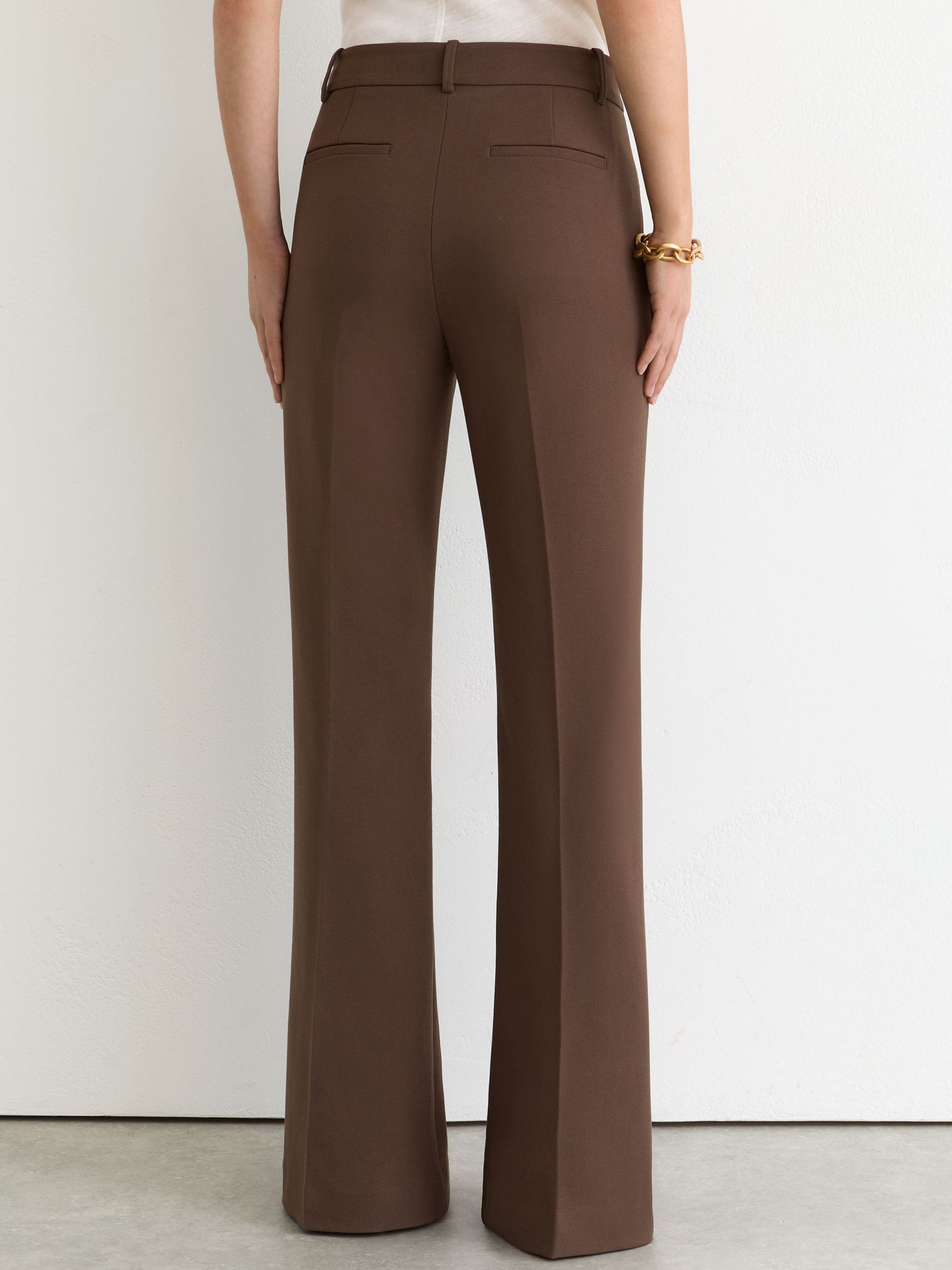 High Rise Flared Trousers in Mocha Brown - Image 5 of 7