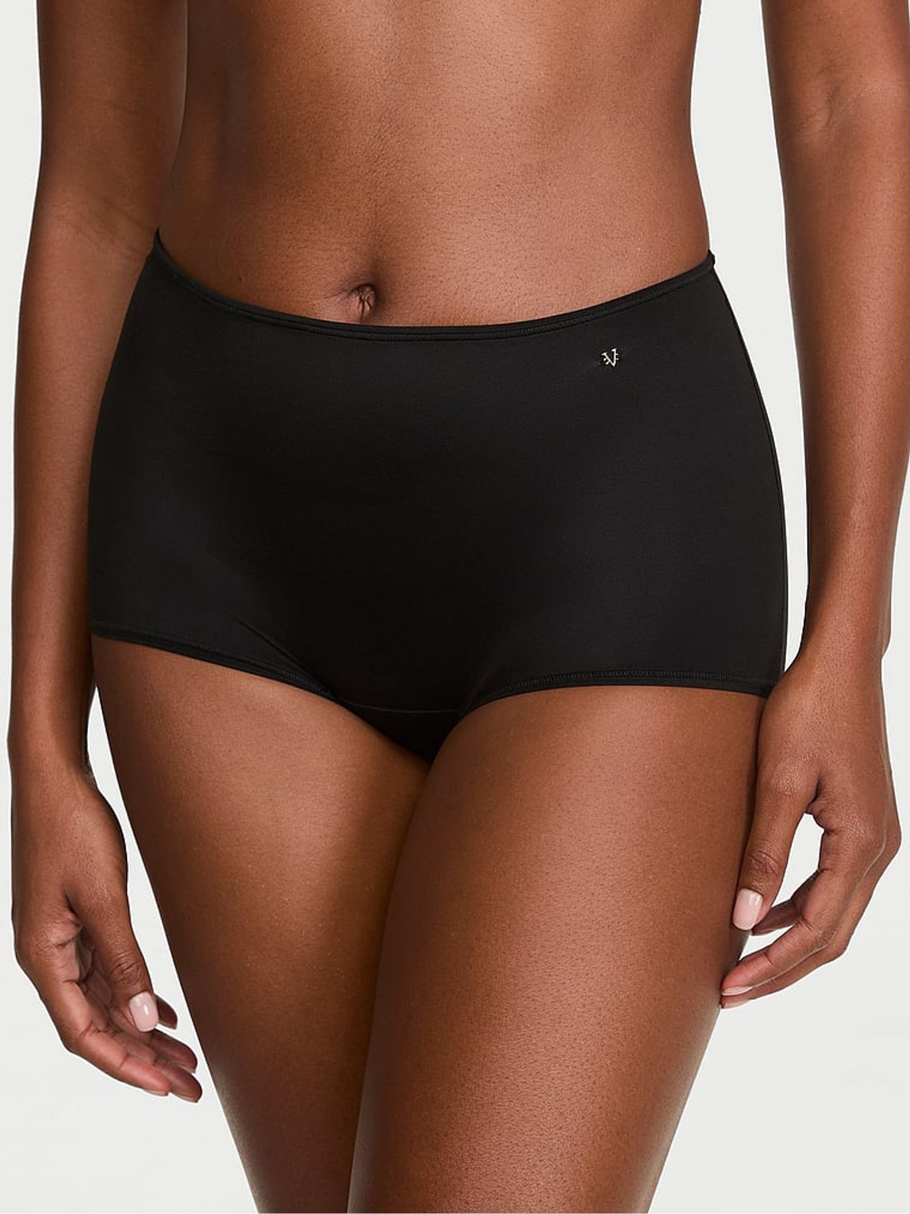 Black Short Mid-Rise Knickers - Image 1 of 2 Black Short Mid-Rise Knickers - Image 1 of 2