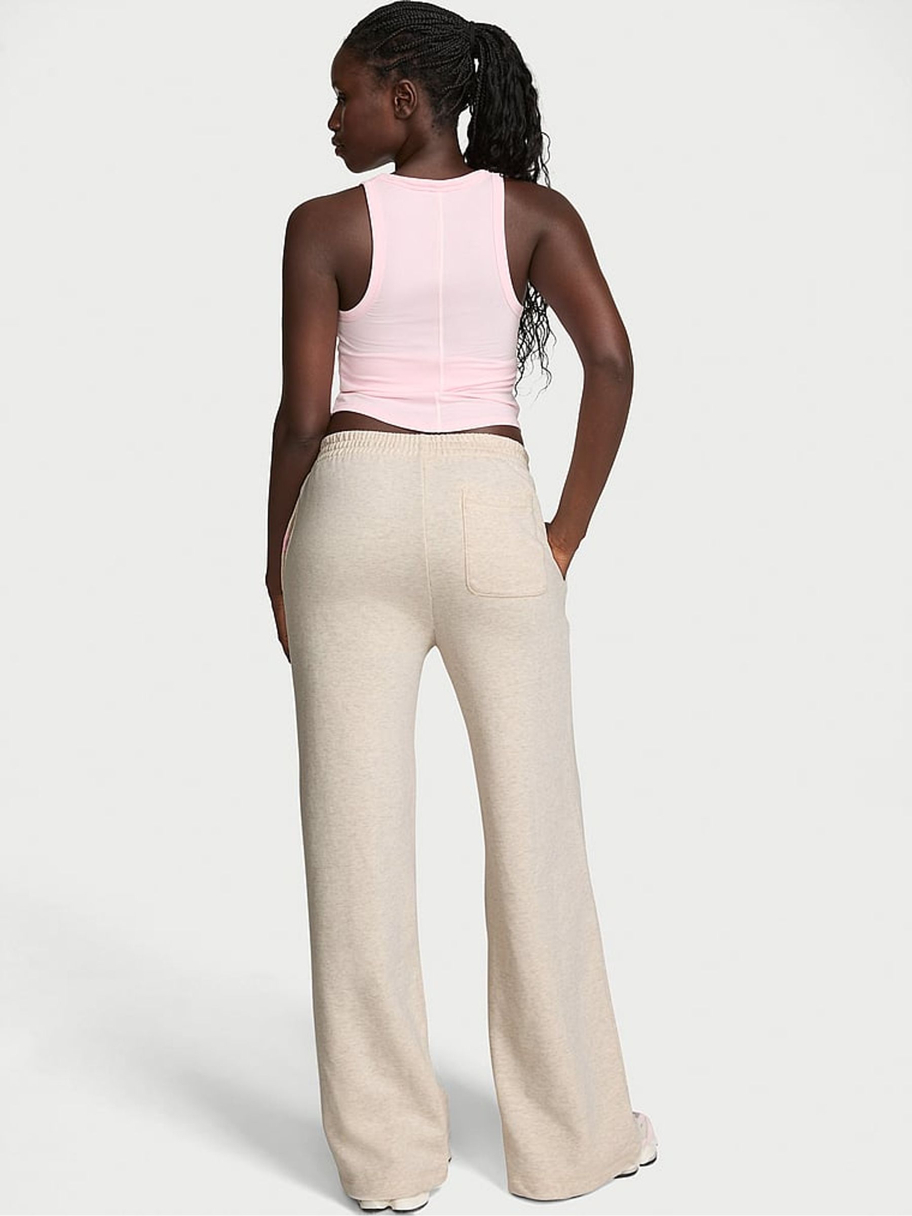 Natural Heather Nude Wide Leg Fleece Joggers - Image 2 of 2