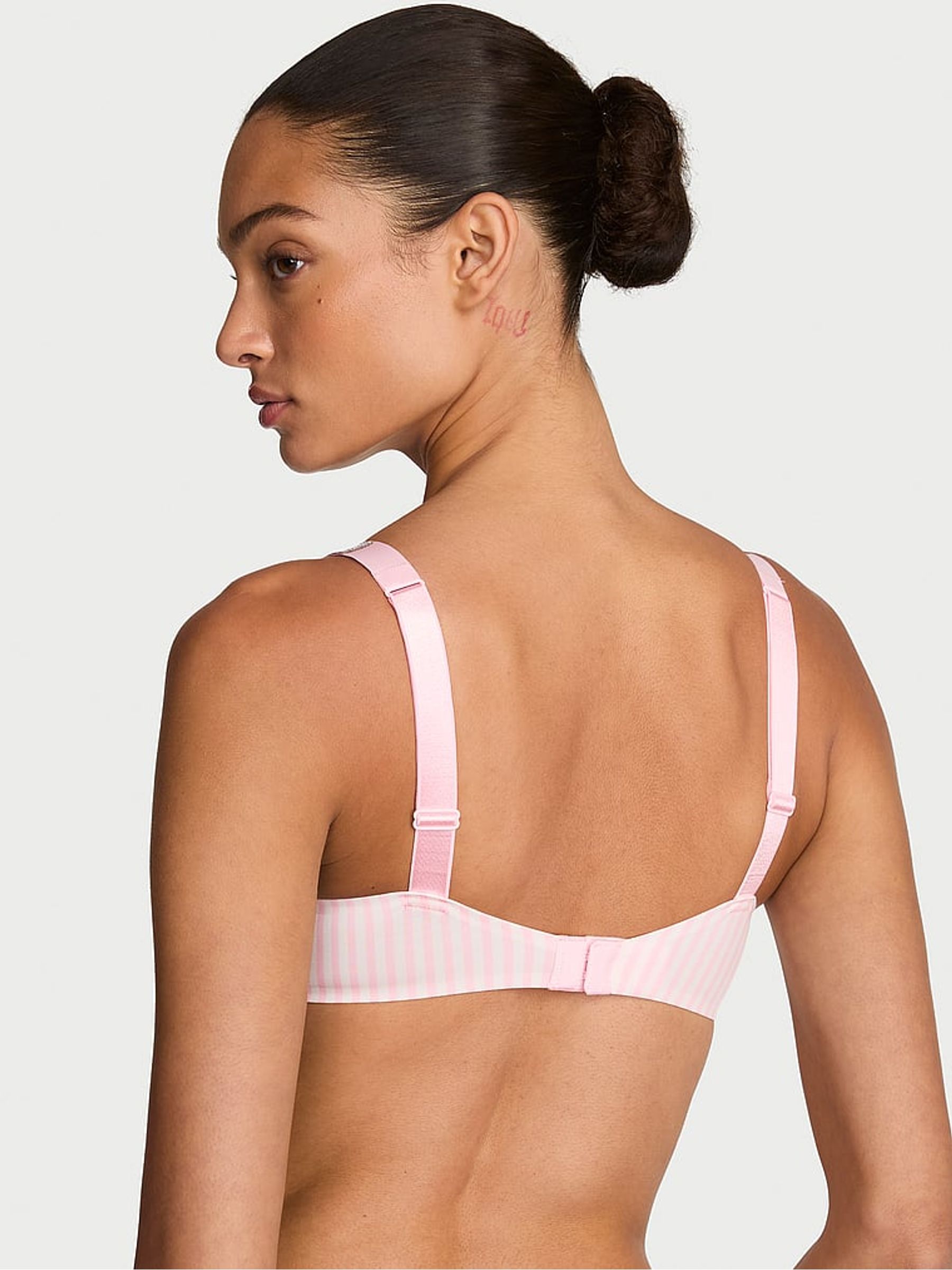 Pink Iconic Stripe Push Up Shine Strap Bra - Image 2 of 2