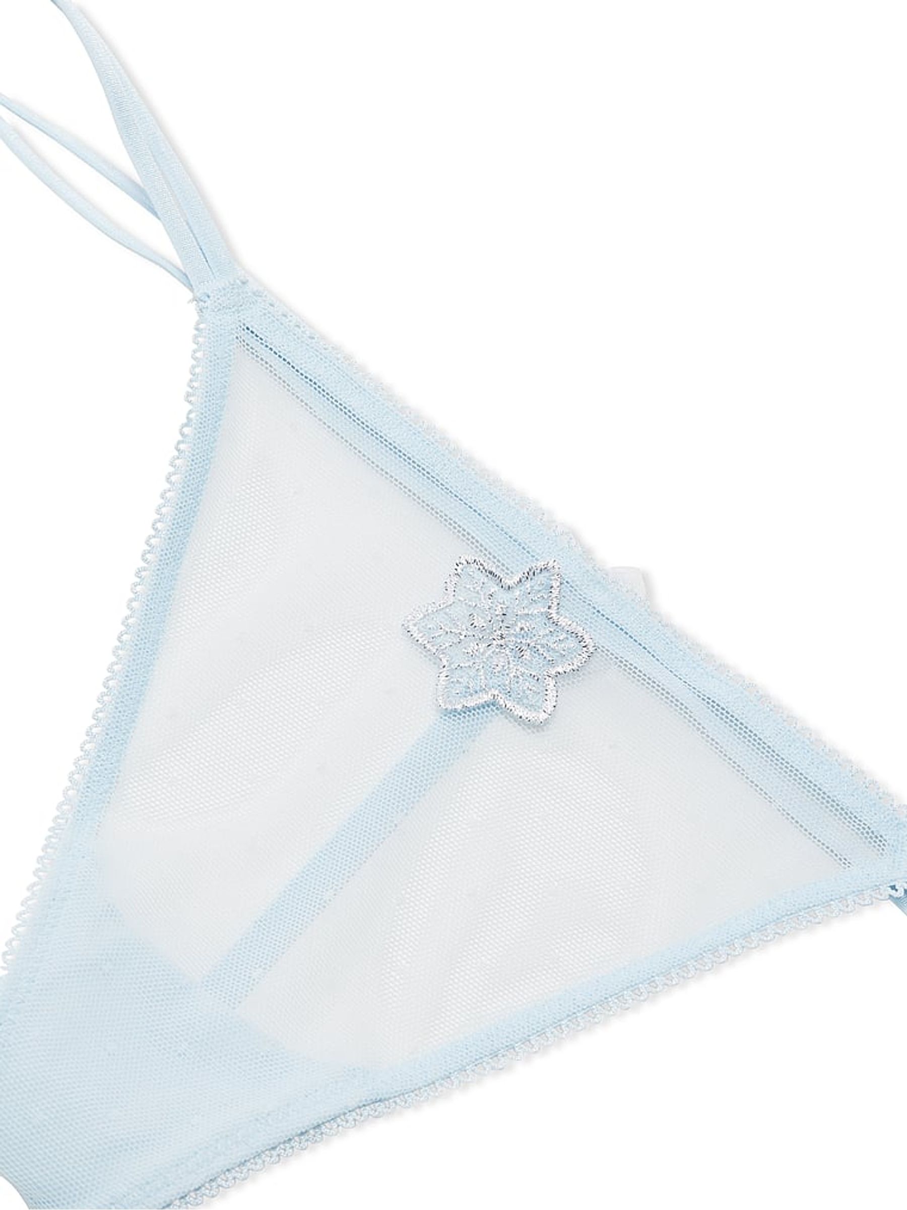 Light Blue G-String Snowflake Embroidery Knickers - Image 3 of 3
