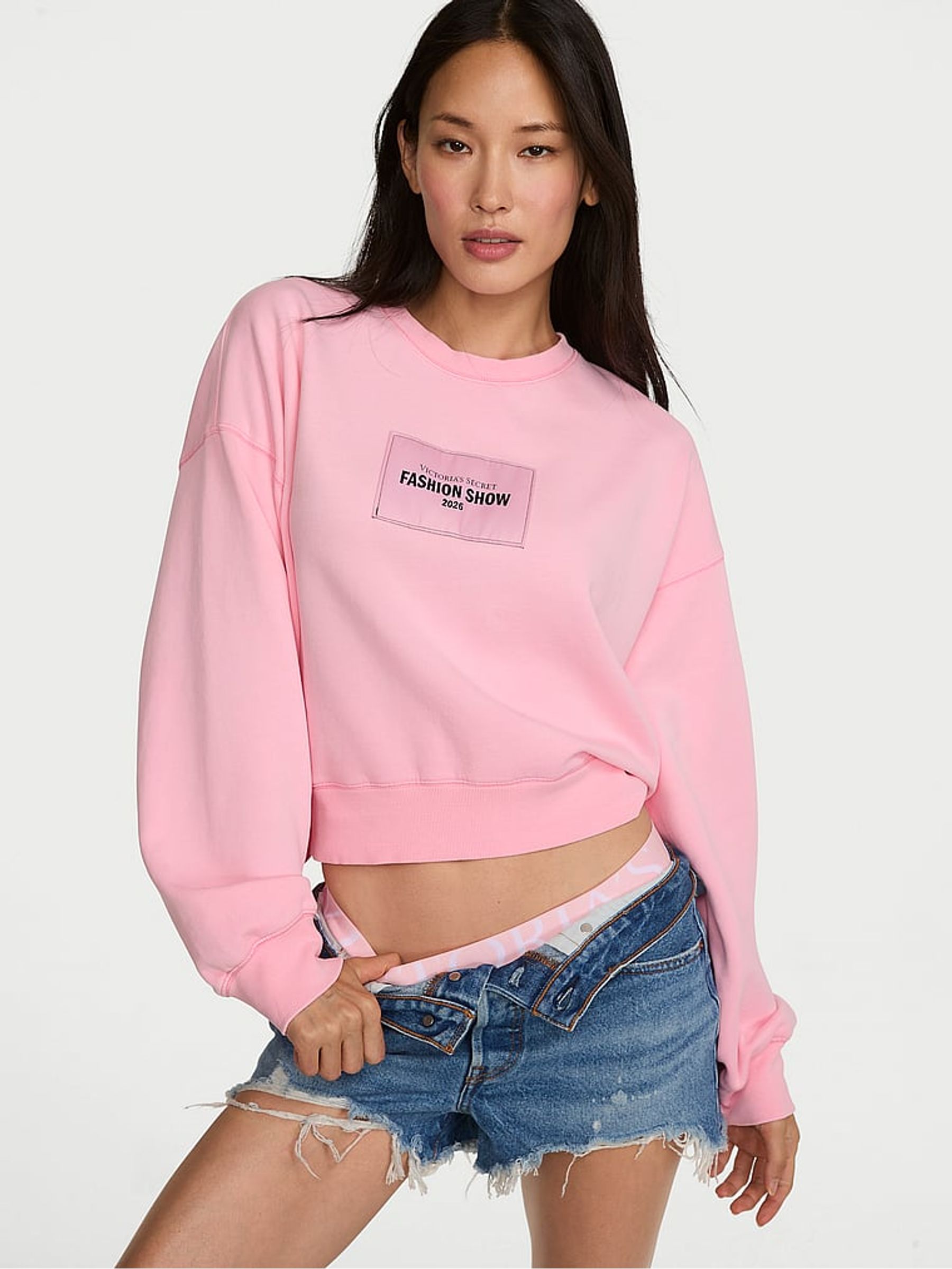 Pink Fashion Show Cropped Crewneck Sweatshirt - Image 2 of 3