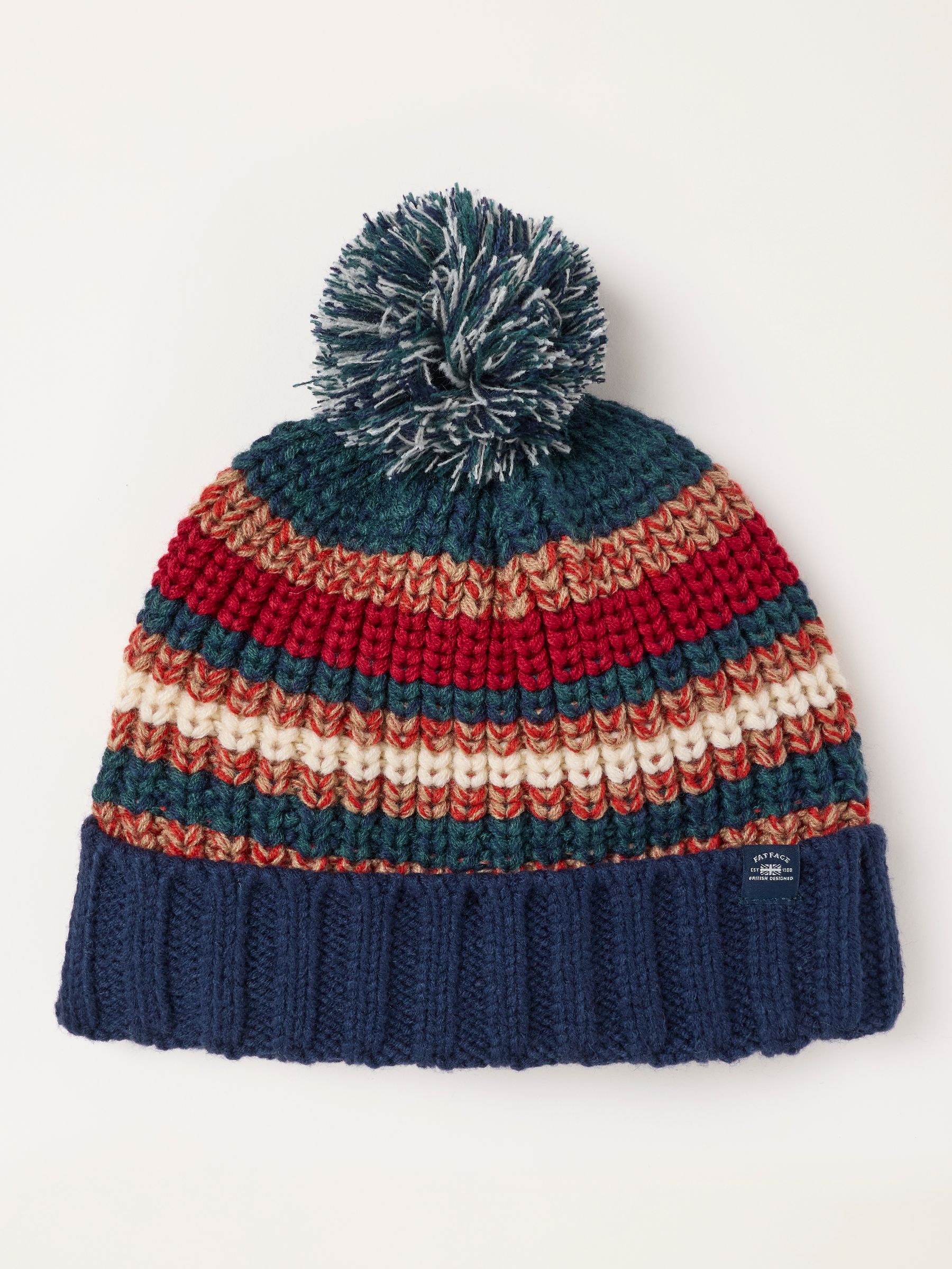 Multi Stripe Stitch Bobble Hat - Image 1 of 3 Multi Stripe Stitch Bobble Hat - Image 1 of 3