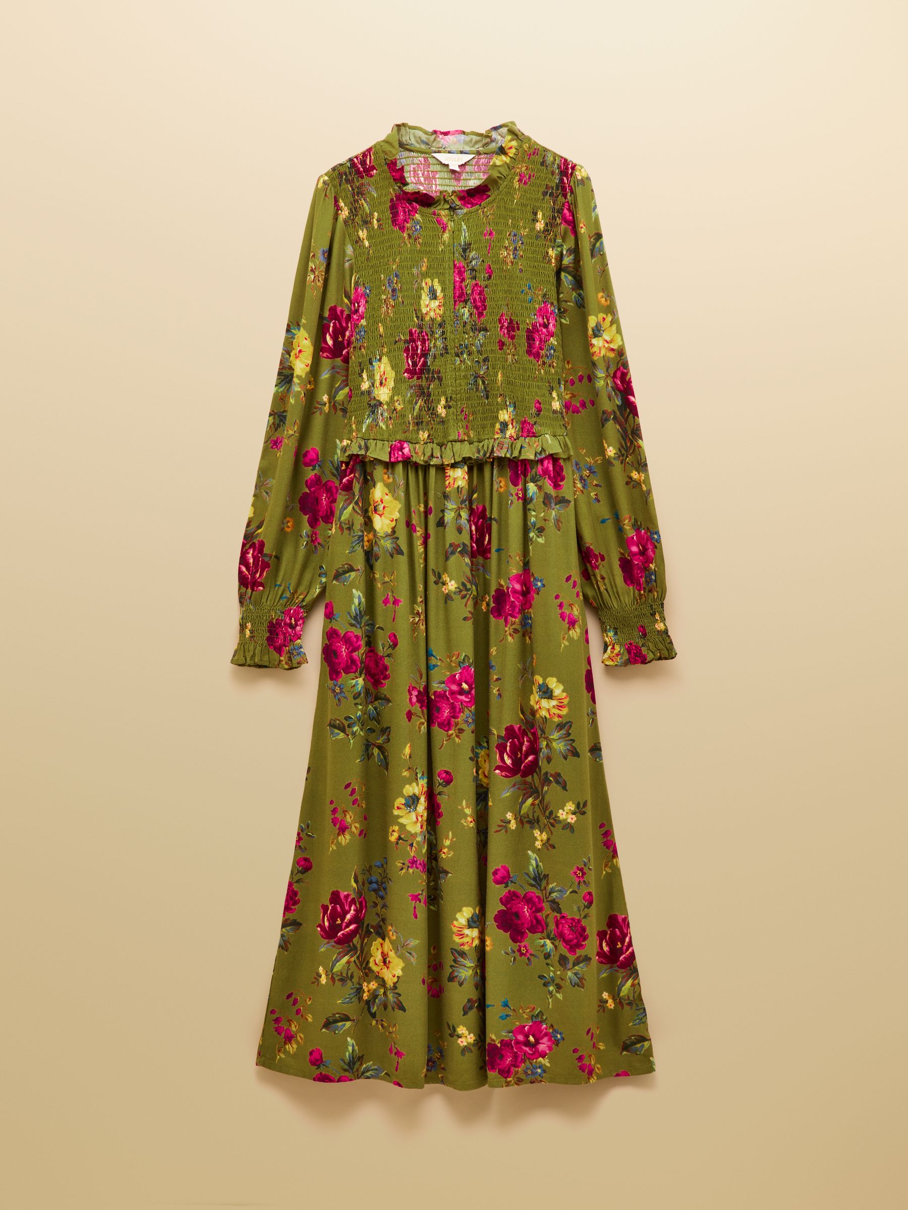 Emilie Green Floral Smocked Midi Dress - Image 8 of 8