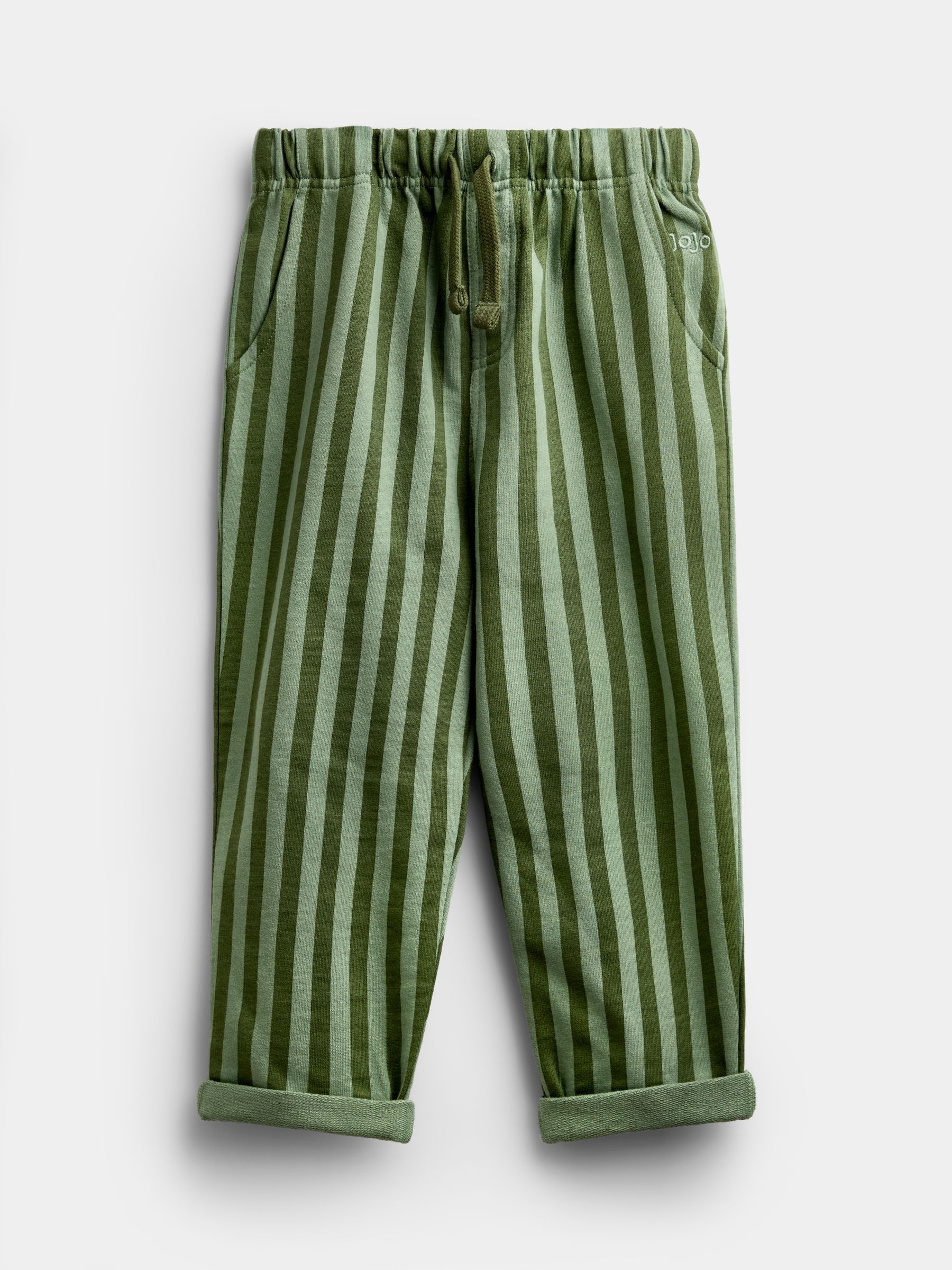 Khaki Green 2-Pack Vertical Stripe & Plain Joggers - Image 3 of 7