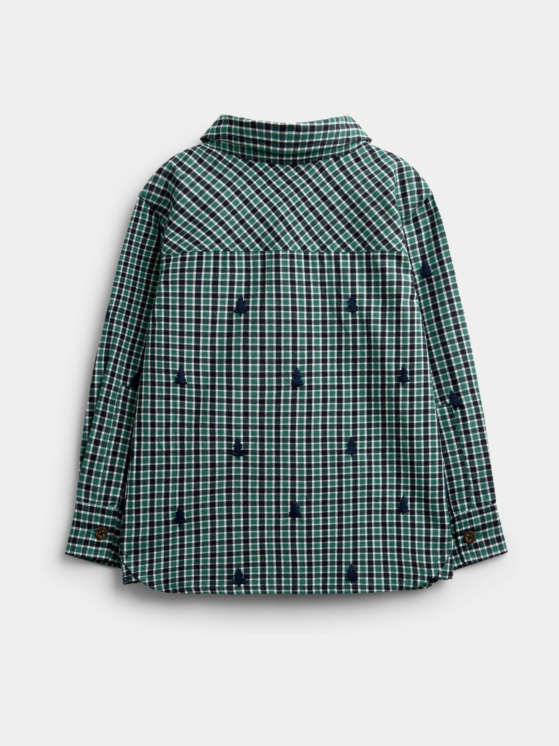 Green Check Christmas Tree All Over Embroidered Shirt - Image 2 of 4