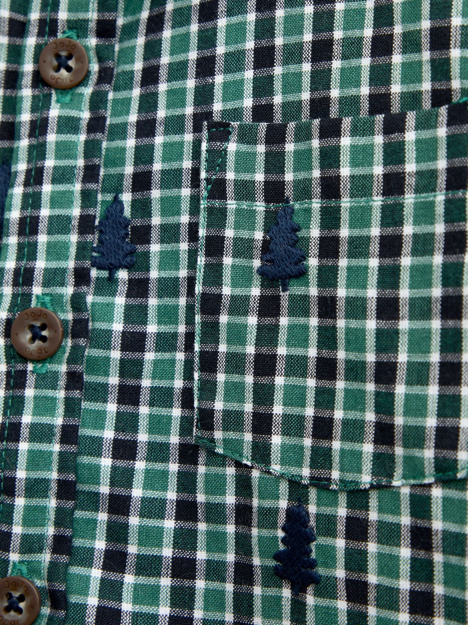 Green Check Christmas Tree All Over Embroidered Shirt - Image 4 of 4