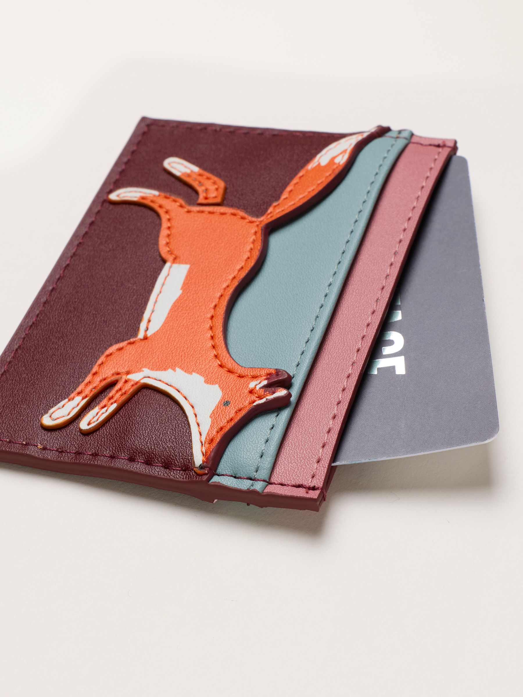 Burgundy Red Applique Fox Card Holder - Image 3 of 3