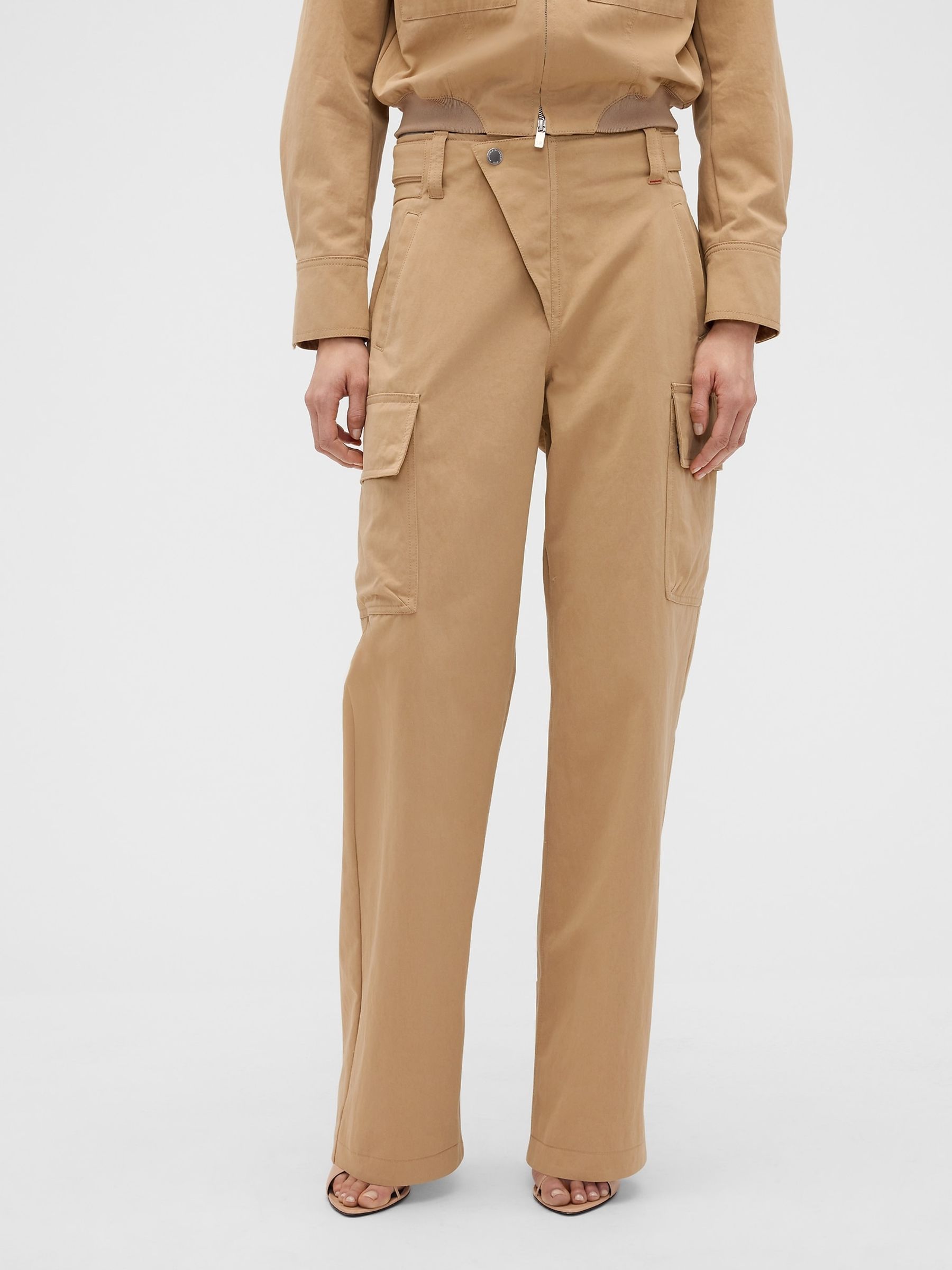 Gap x Victoria Beckham Beige High Waisted Cargo Trousers - Image 1 of 7