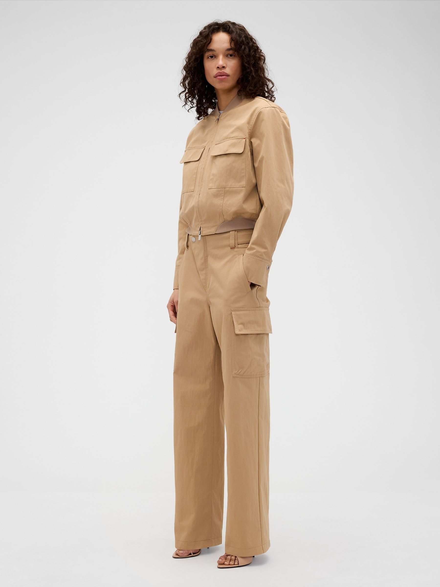 Gap x Victoria Beckham Beige High Waisted Cargo Trousers | Gap