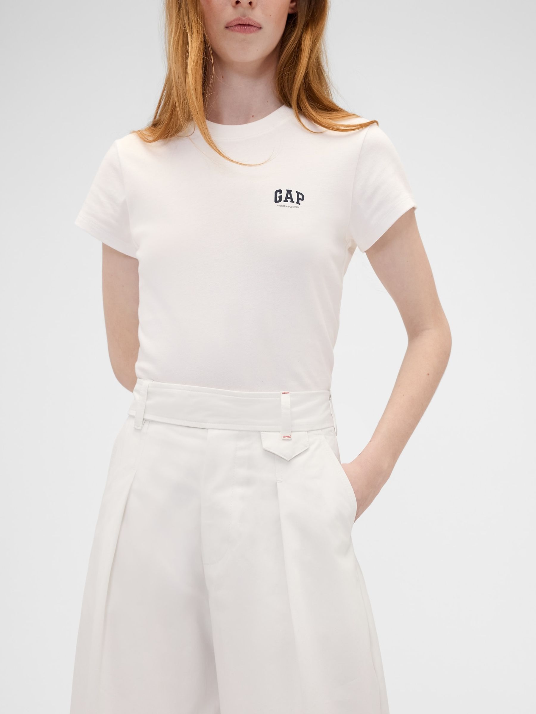 Gap x Victoria Beckham White High Waisted Pleated Arc Trousers - Image 5 of 8