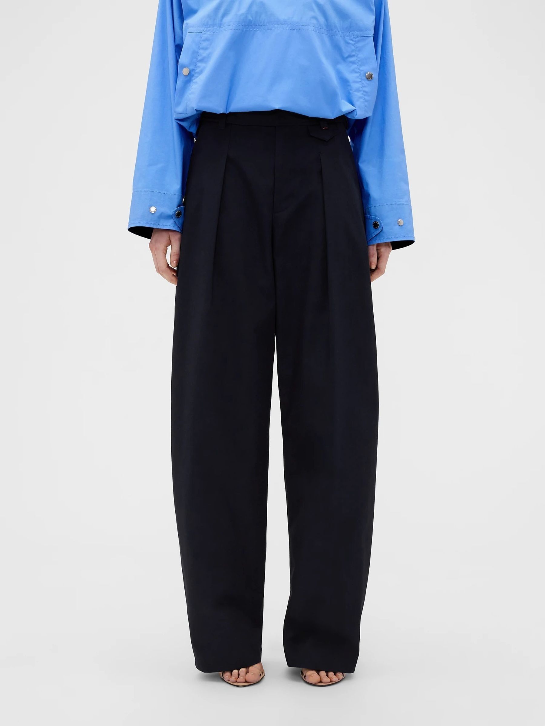 Gap x Victoria Beckham Navy High Waisted Pleated Arc Trousers - Image 1 of 7