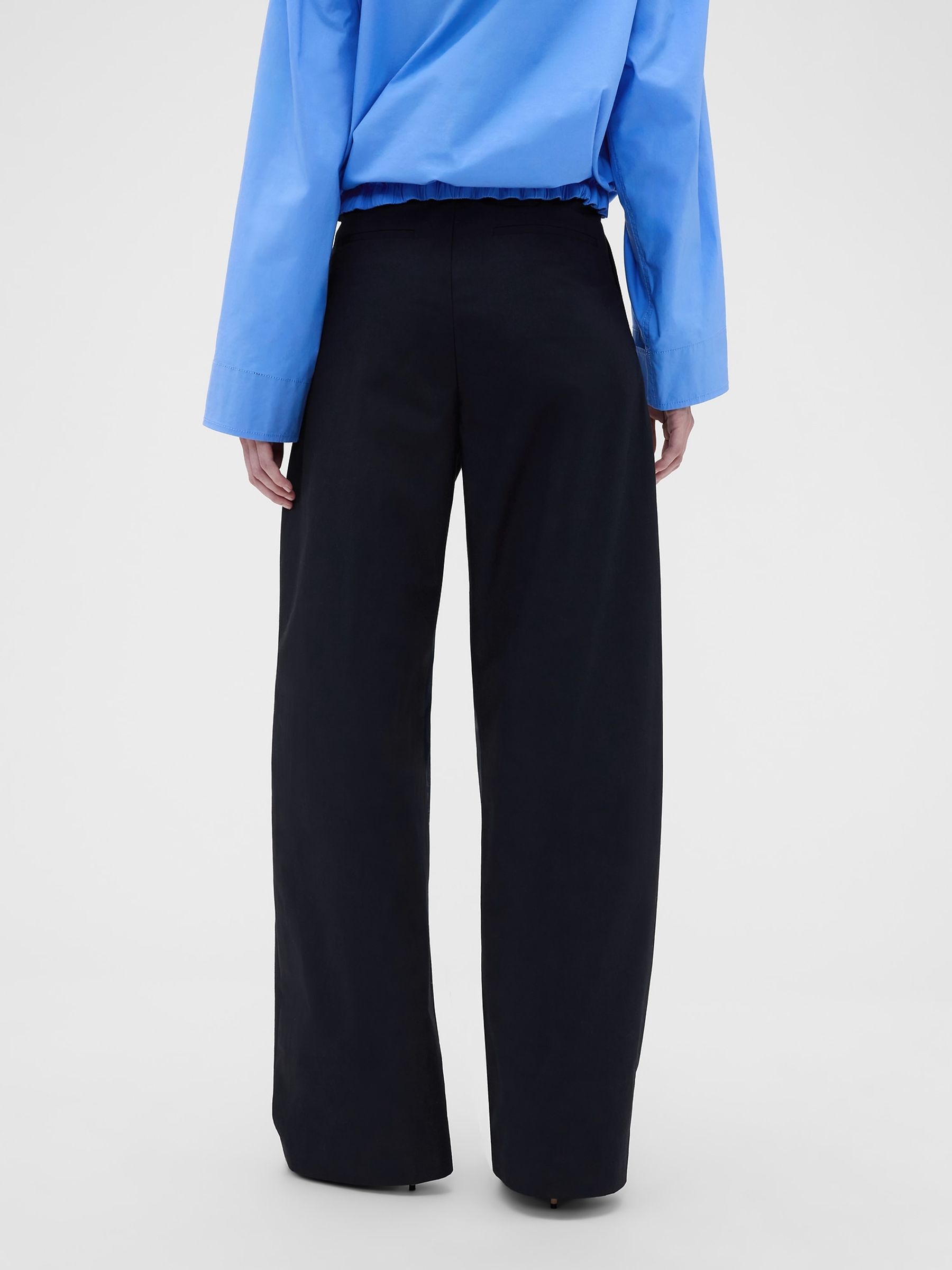 Gap x Victoria Beckham Navy High Waisted Pleated Arc Trousers - Image 2 of 7