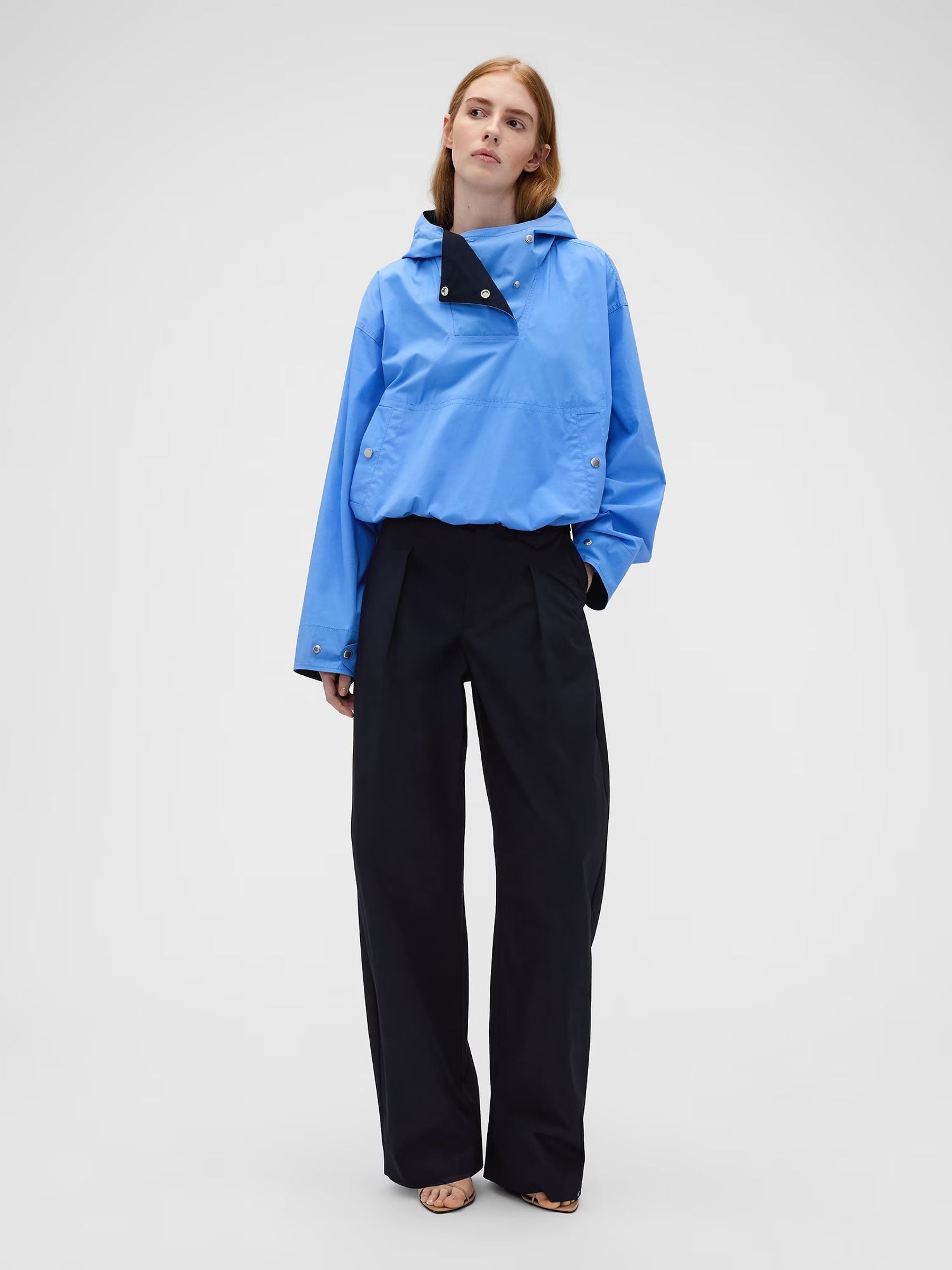 Gap x Victoria Beckham Navy High Waisted Pleated Arc Trousers - Image 3 of 7
