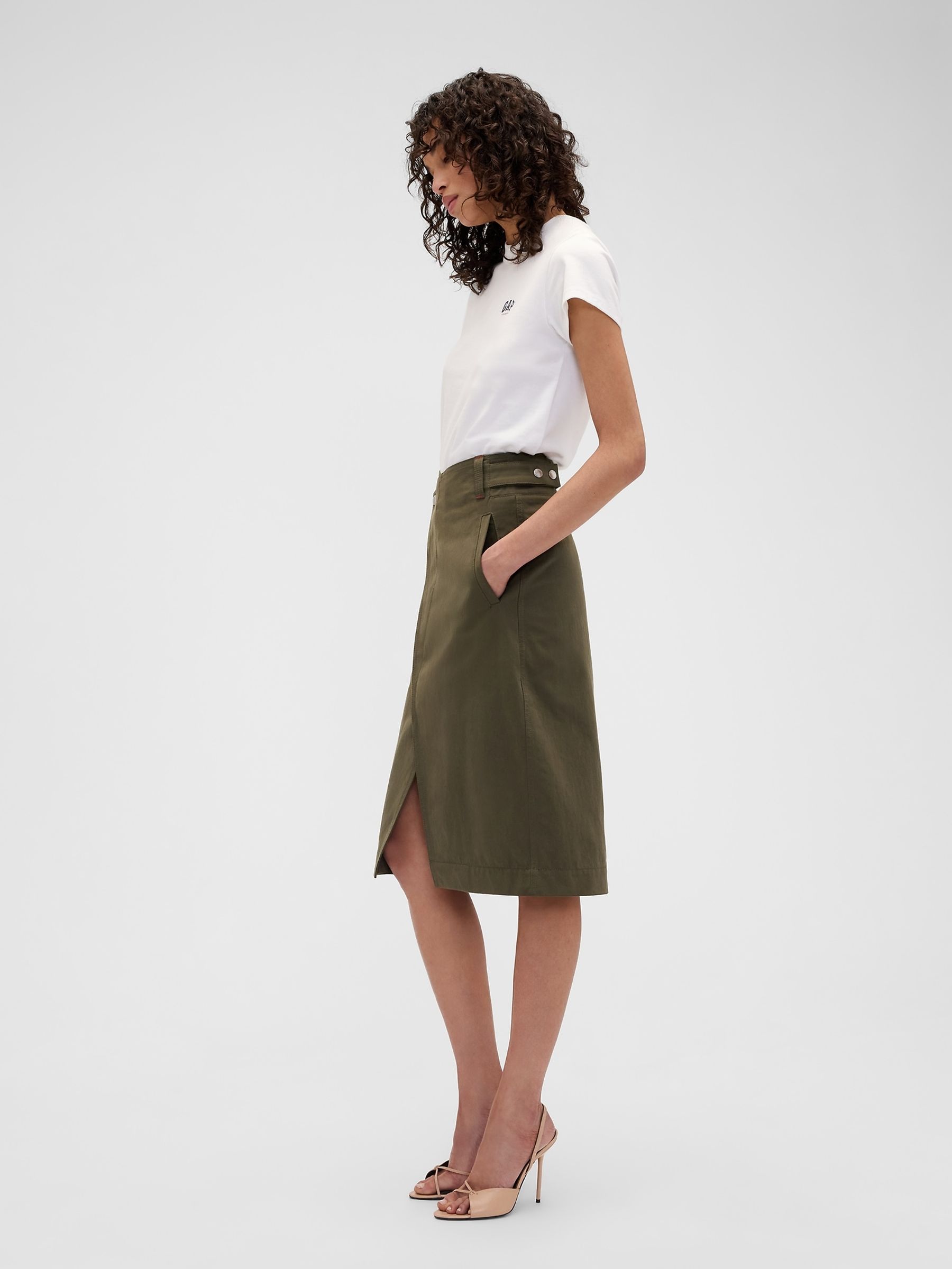 Gap x Victoria Beckham Khaki Green Cargo Skirt - Image 3 of 6