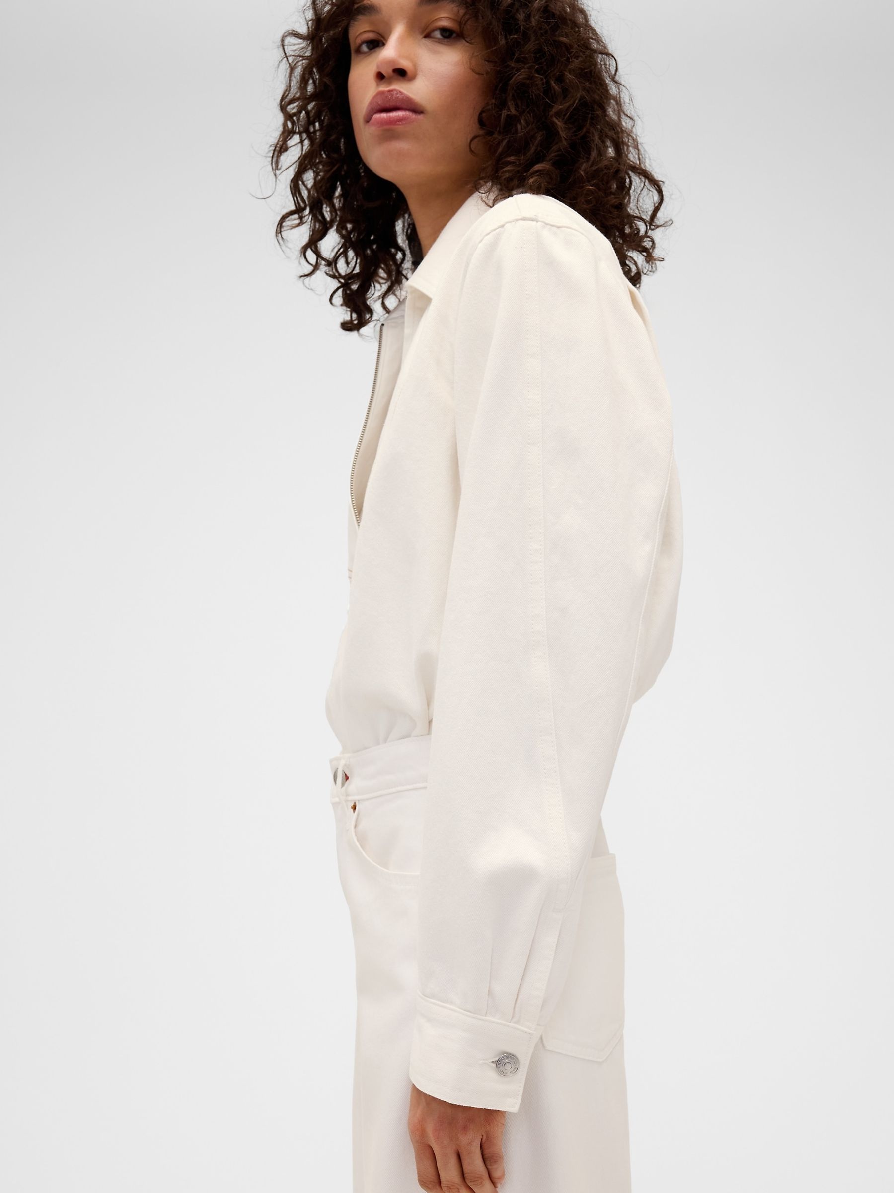 Gap x Victoria Beckham White Denim Zip Shirt - Image 3 of 6