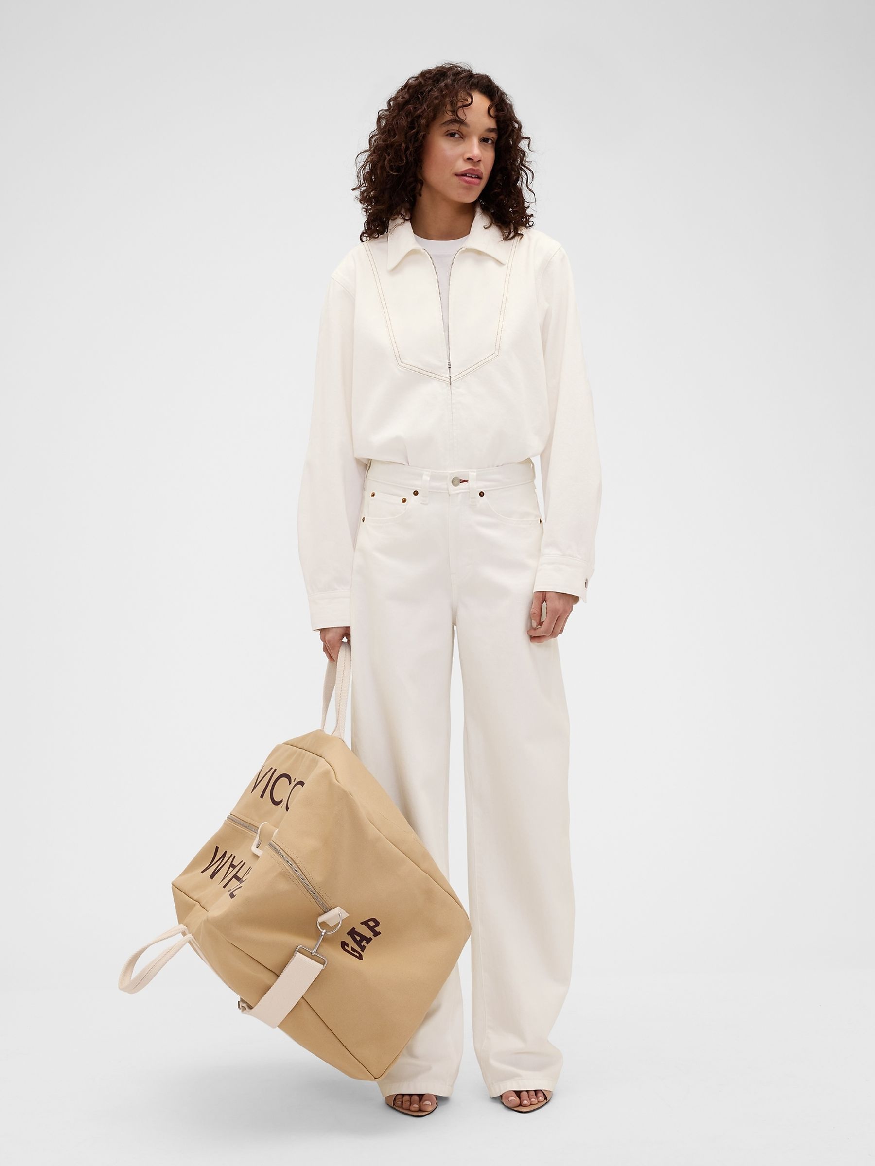 Gap x Victoria Beckham White Denim Zip Shirt - Image 4 of 6