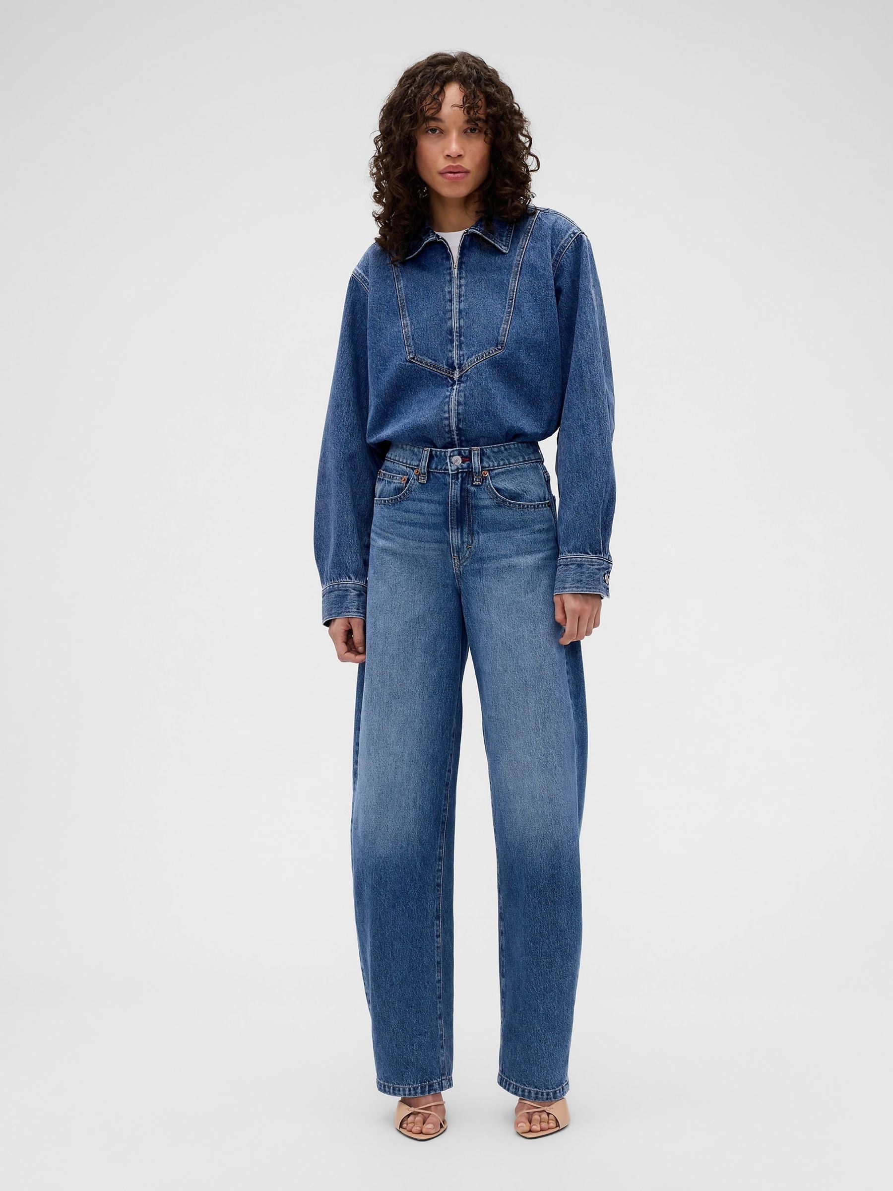 Gap x Victoria Beckham Blue Denim Zip Shirt - Image 1 of 5