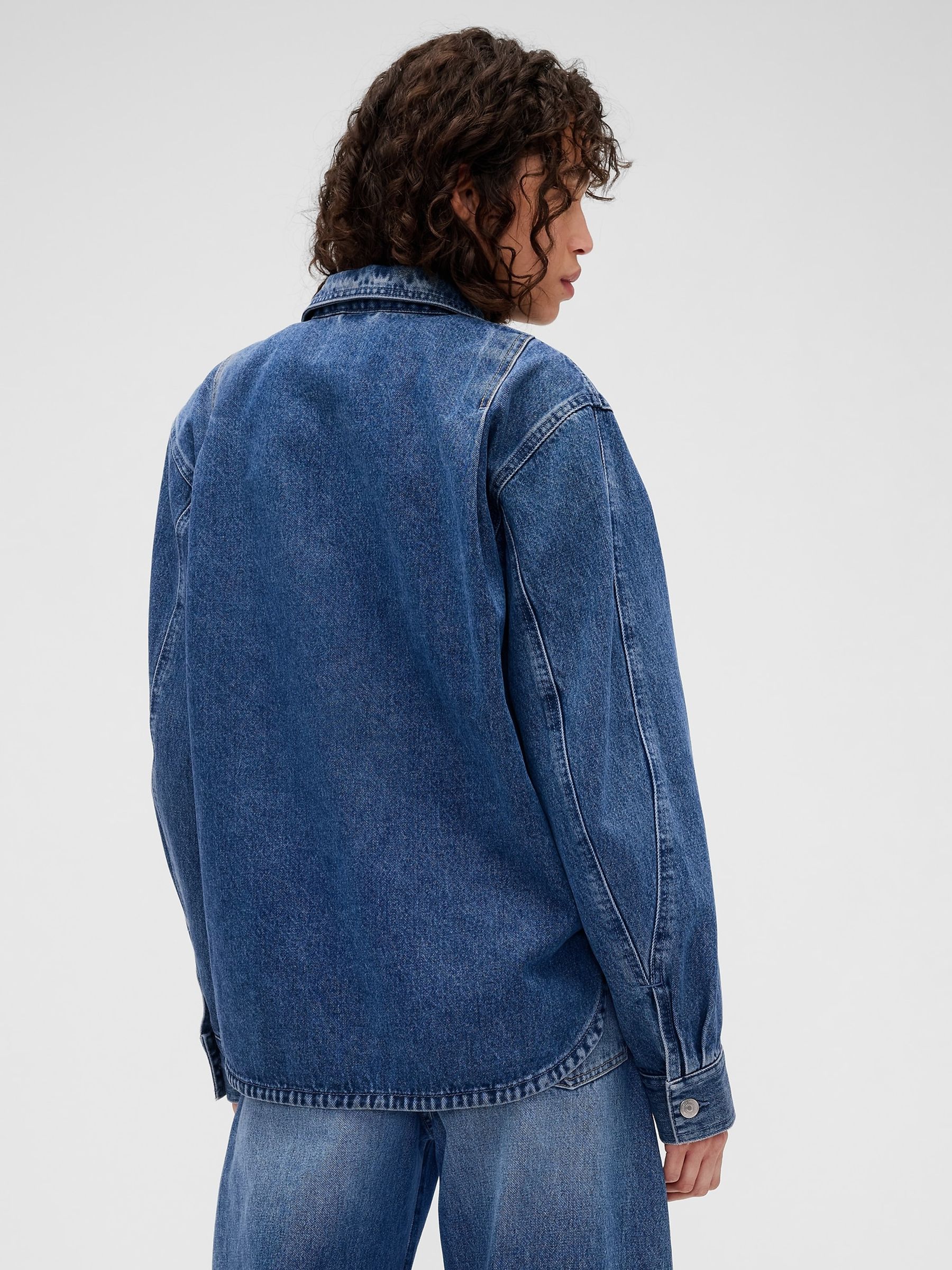 Gap x Victoria Beckham Blue Denim Zip Shirt | Gap