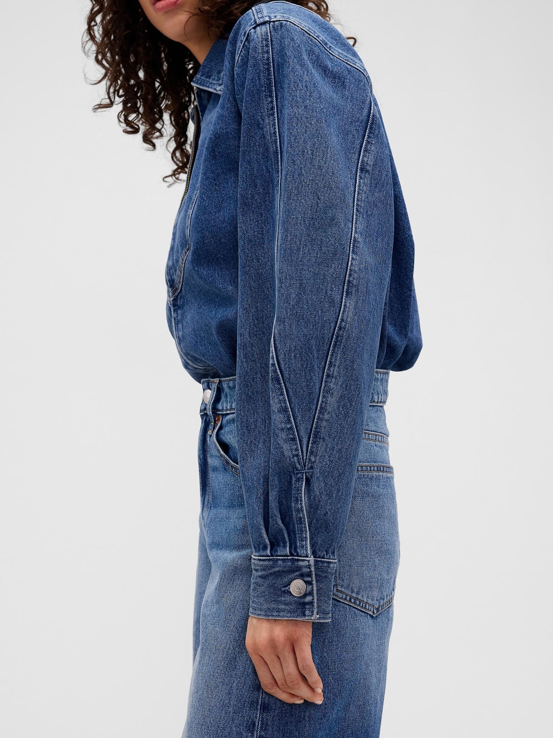 Gap x Victoria Beckham Blue Denim Zip Shirt - Image 3 of 5