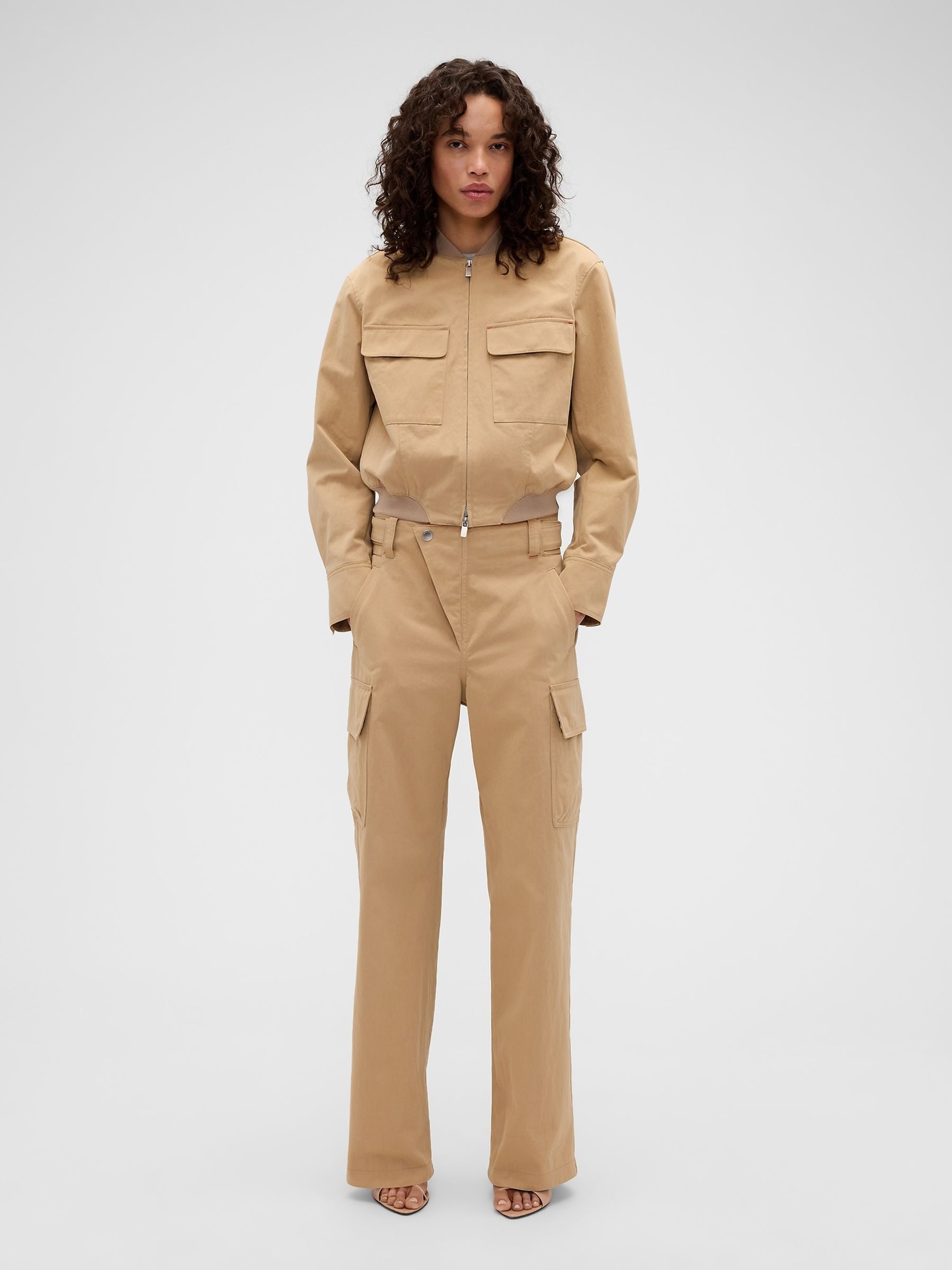 Gap x Victoria Beckham Beige Bomber Jacket - Image 5 of 9