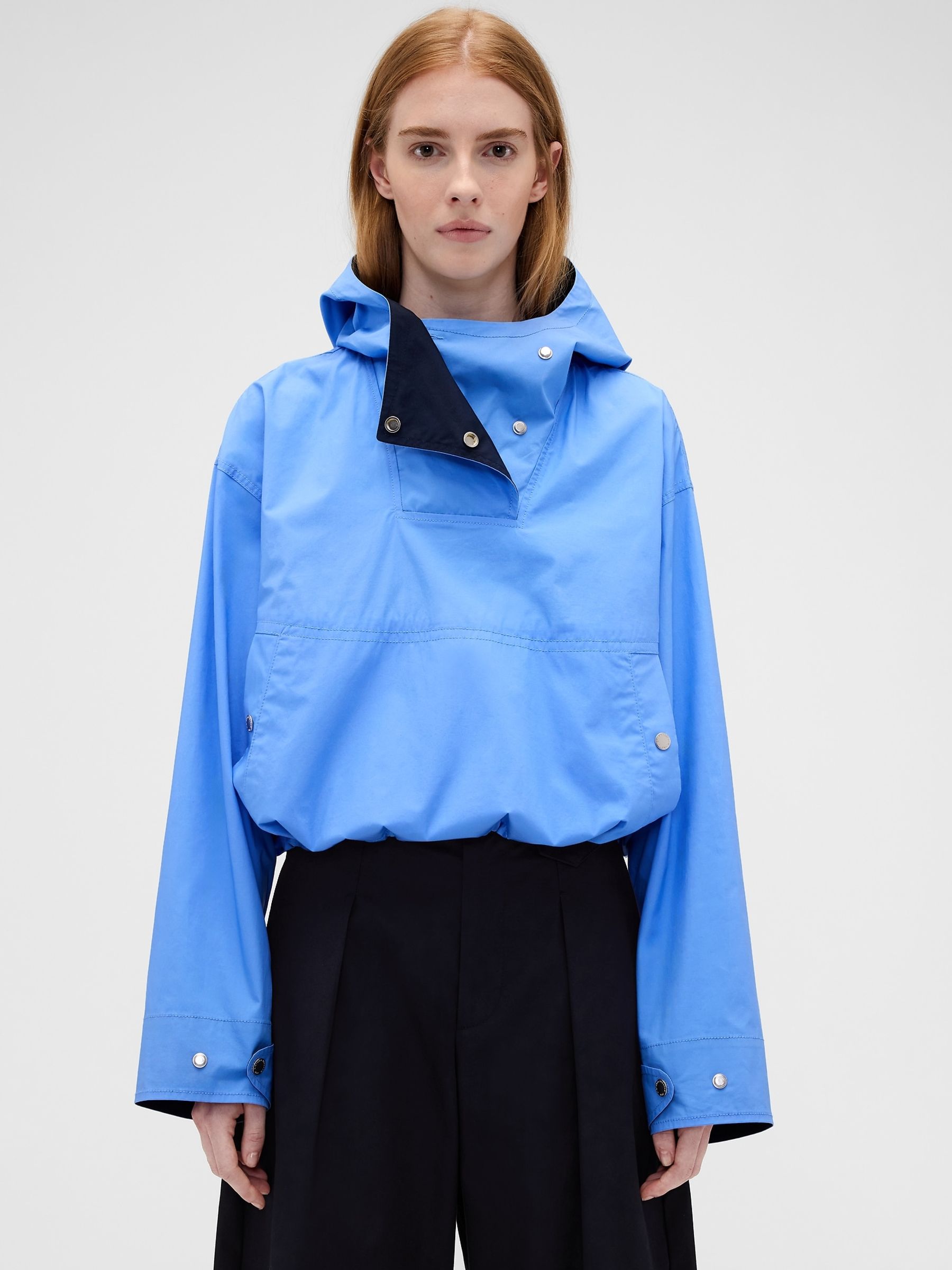 Gap x Victoria Beckham Blue Hooded Pullover Jacket - Image 1 of 7
