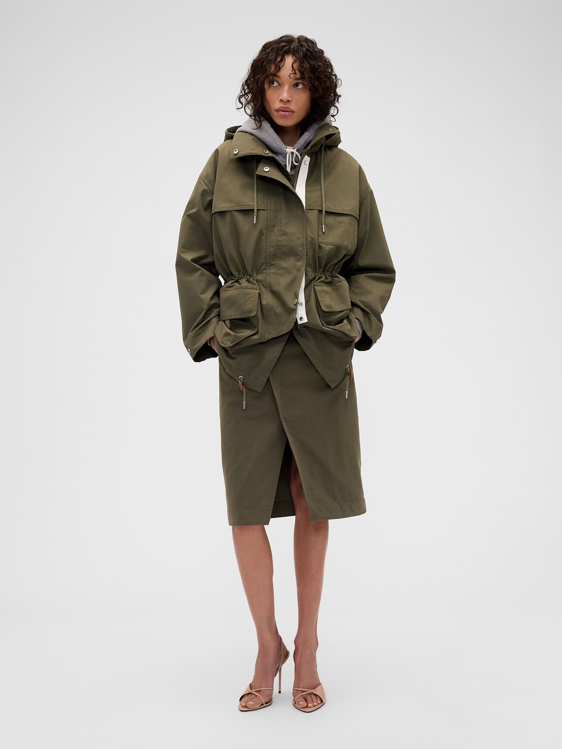 Gap x Victoria Beckham Khaki Green Parka Jacket - Image 4 of 8
