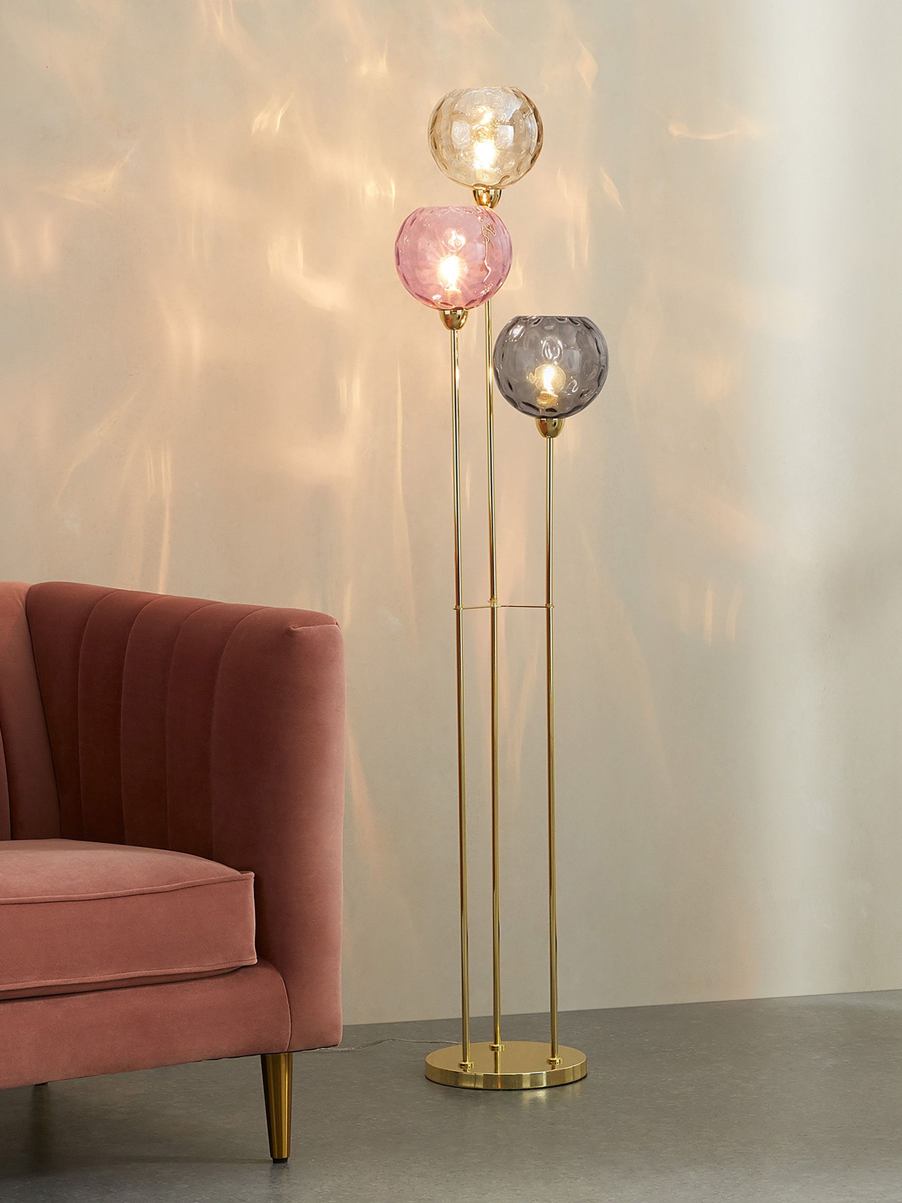 Ilaria 3 Light Floor Lamp in Pink - Image 1 of 4 Ilaria 3 Light Floor Lamp in Pink - Image 1 of 4