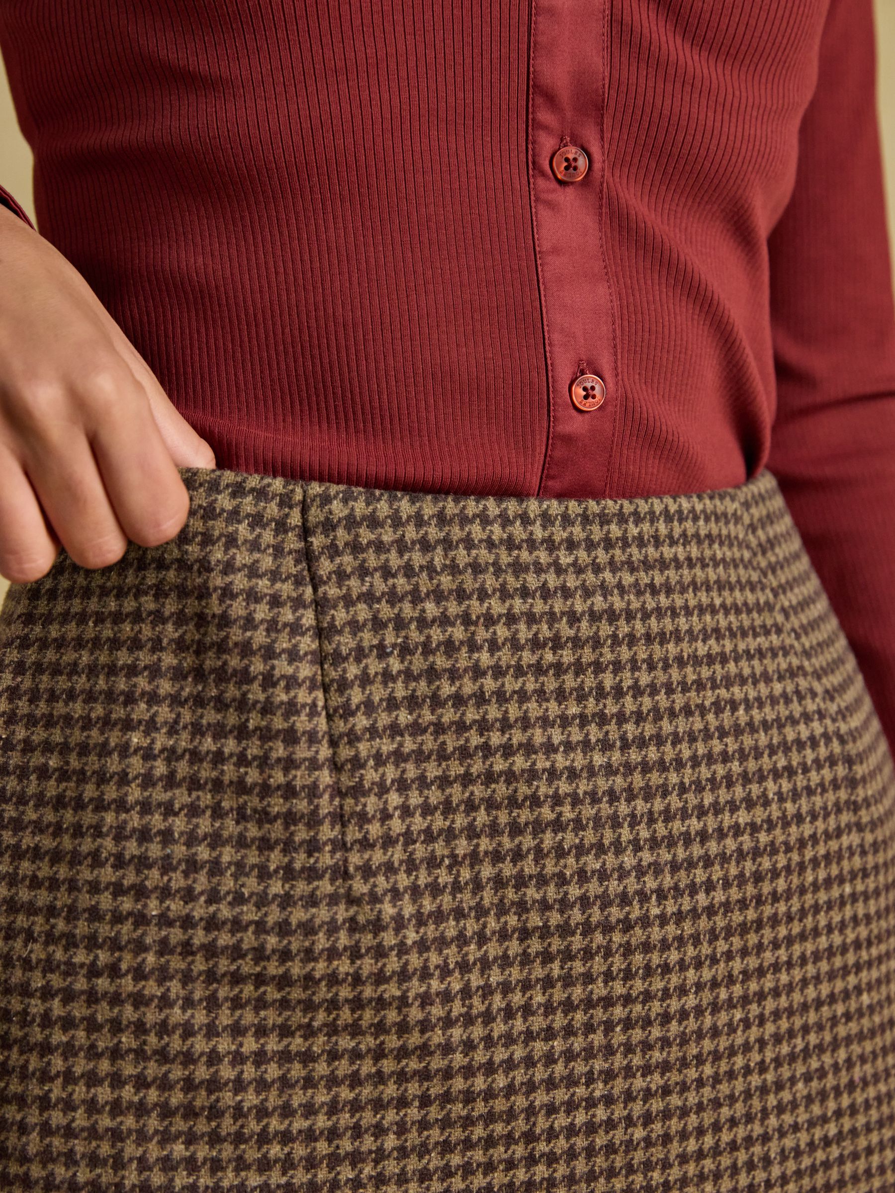Blyth Brown Houndstooth Tweed Mini Skirt - Image 6 of 7