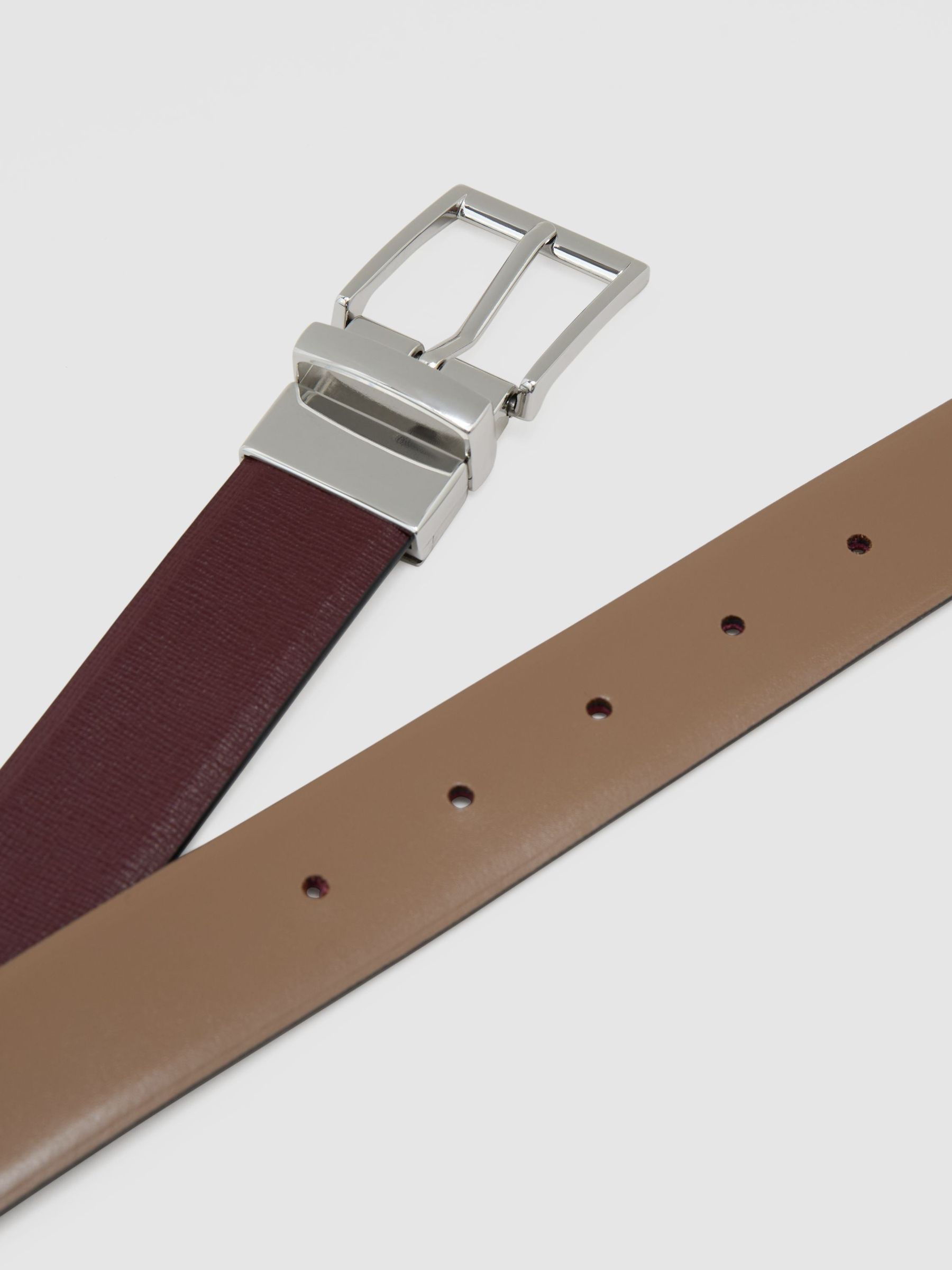 Reversible Leather Belt in Red - Image 3 of 3