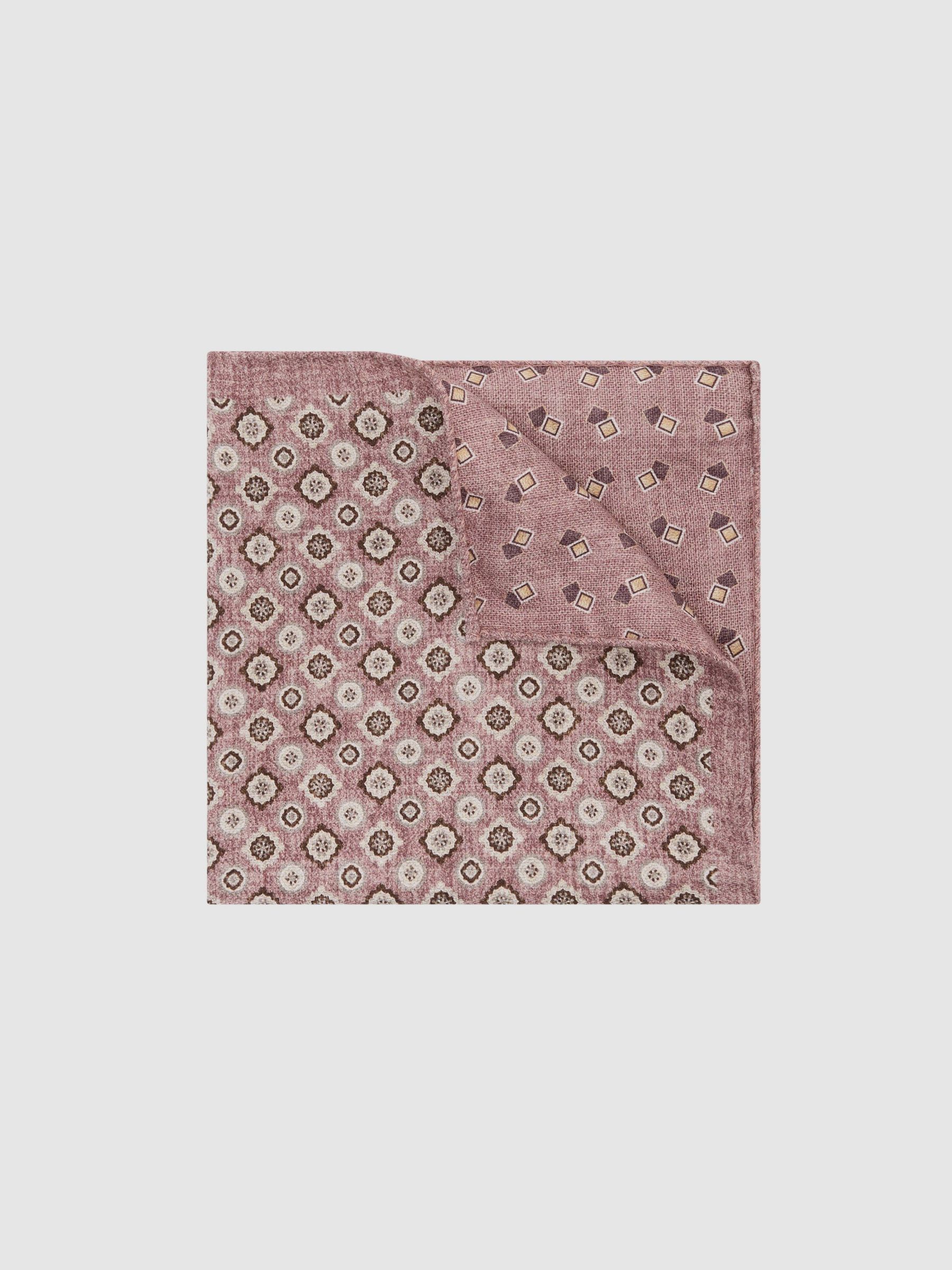Silk Floral Medallion-Print Pocket Square in Soft Pink - Image 1 of 4