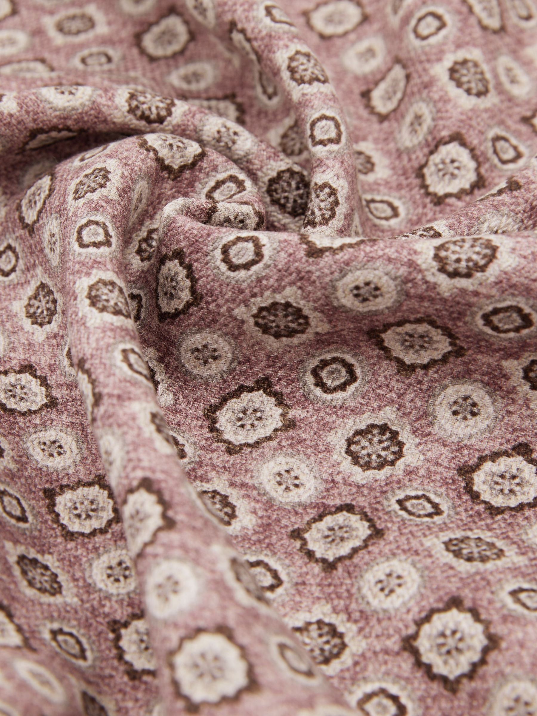 Silk Floral Medallion-Print Pocket Square in Soft Pink - Image 3 of 4