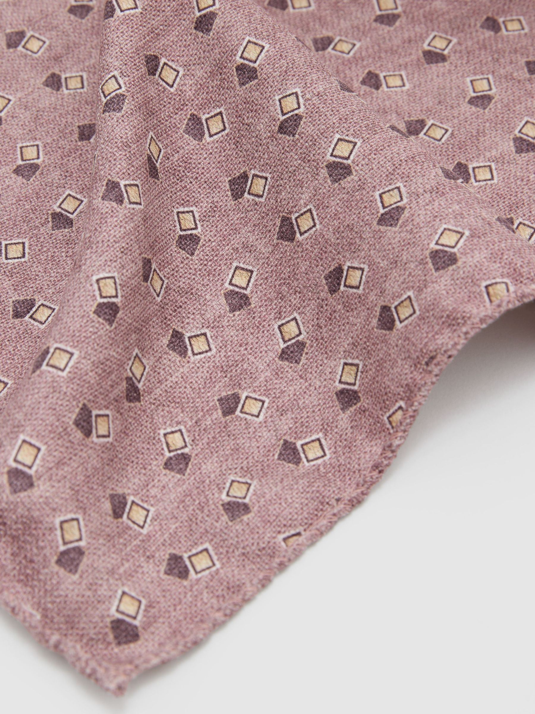 Silk Floral Medallion-Print Pocket Square in Soft Pink - Image 4 of 4