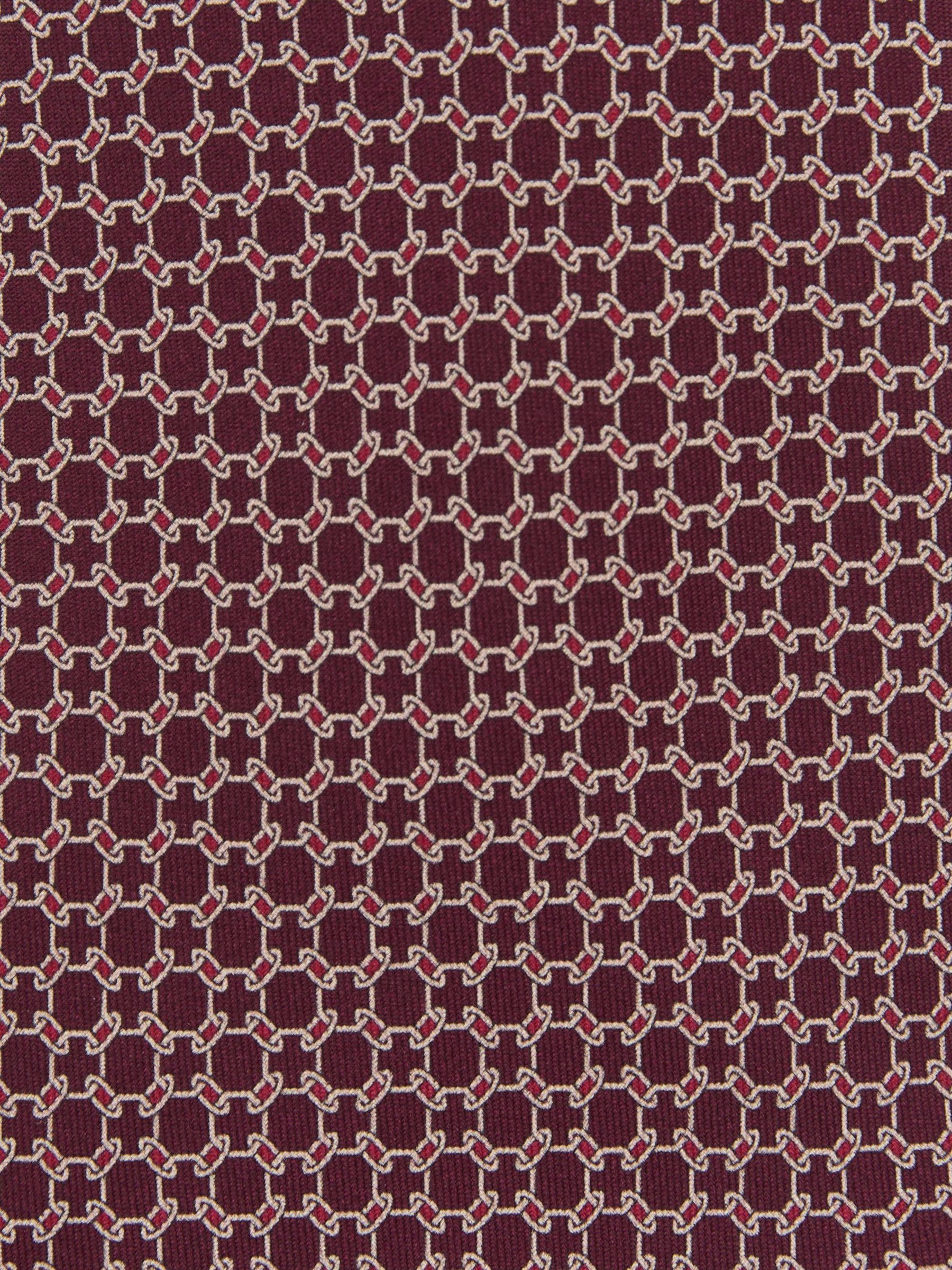 Silk Geometric Chain-Print Tie in Burgundy - Image 5 of 5