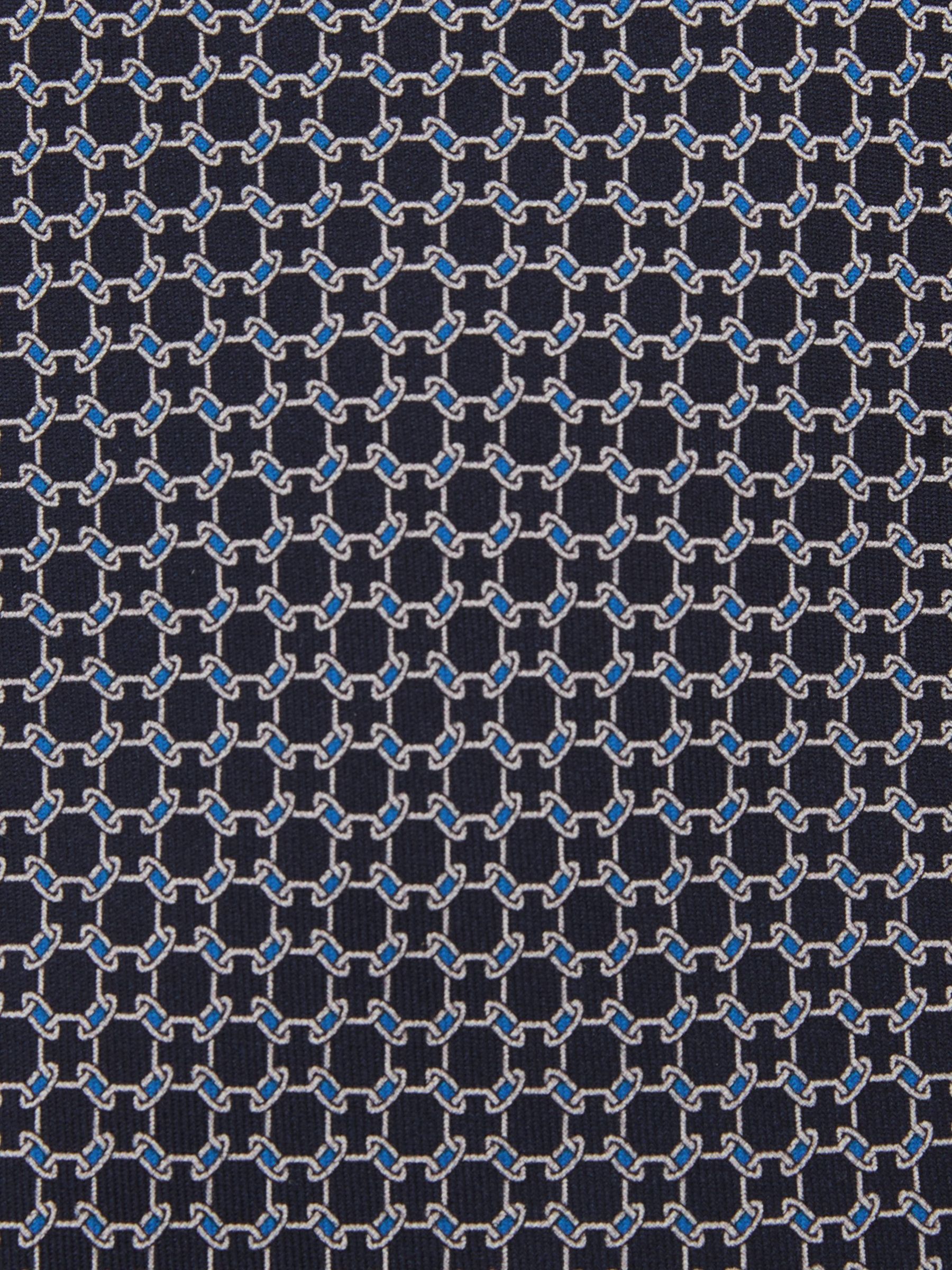 Silk Geometric Chain-Print Tie in Navy - Image 5 of 5