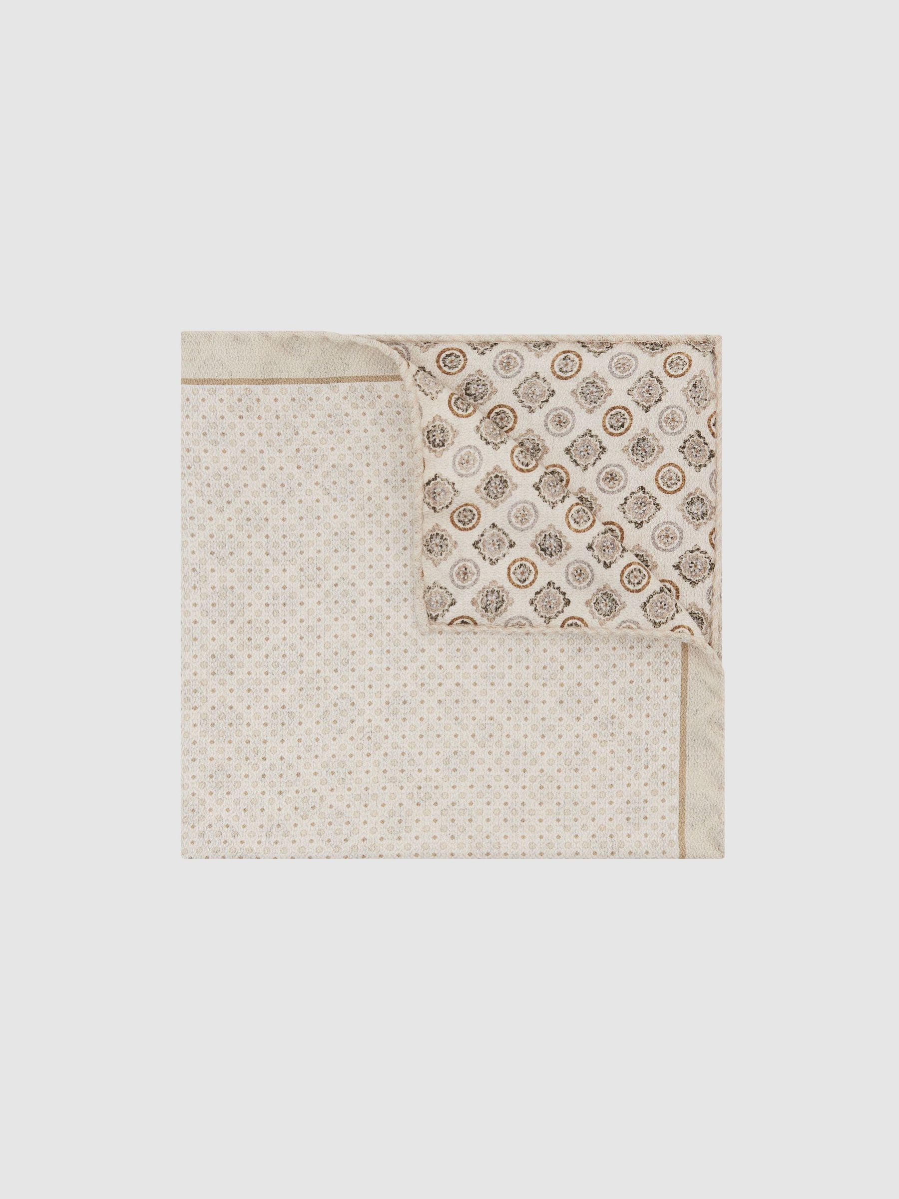 Silk Micro Spot-Print Pocket Square in Ecru - Image 1 of 4